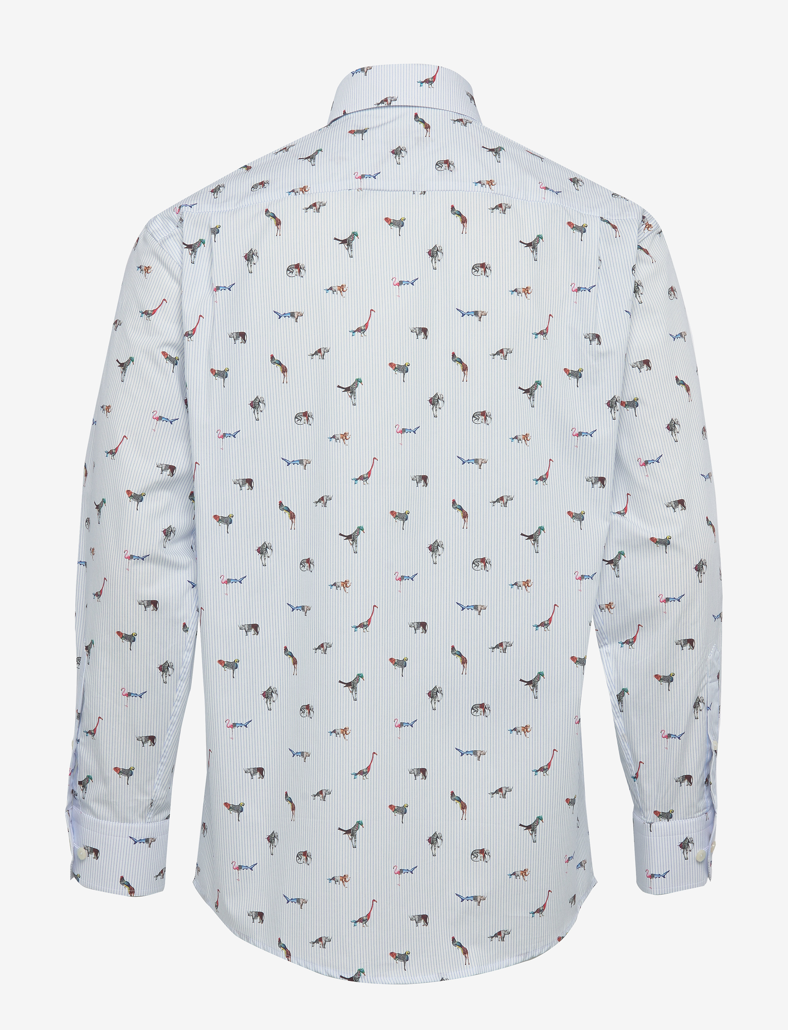 Eton - Striped Animal Print Shirt - blue - 1