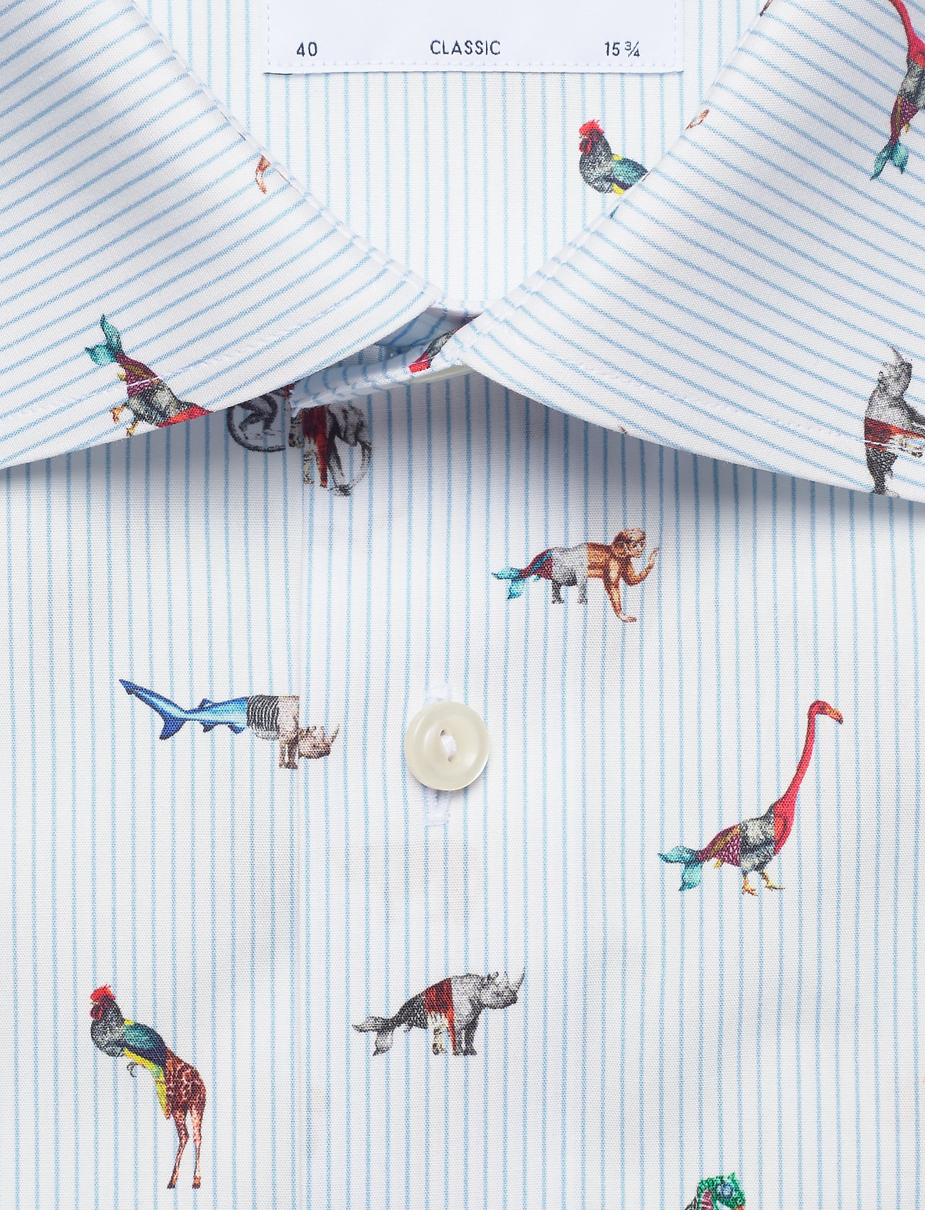 Eton - Striped Animal Print Shirt - blue - 2