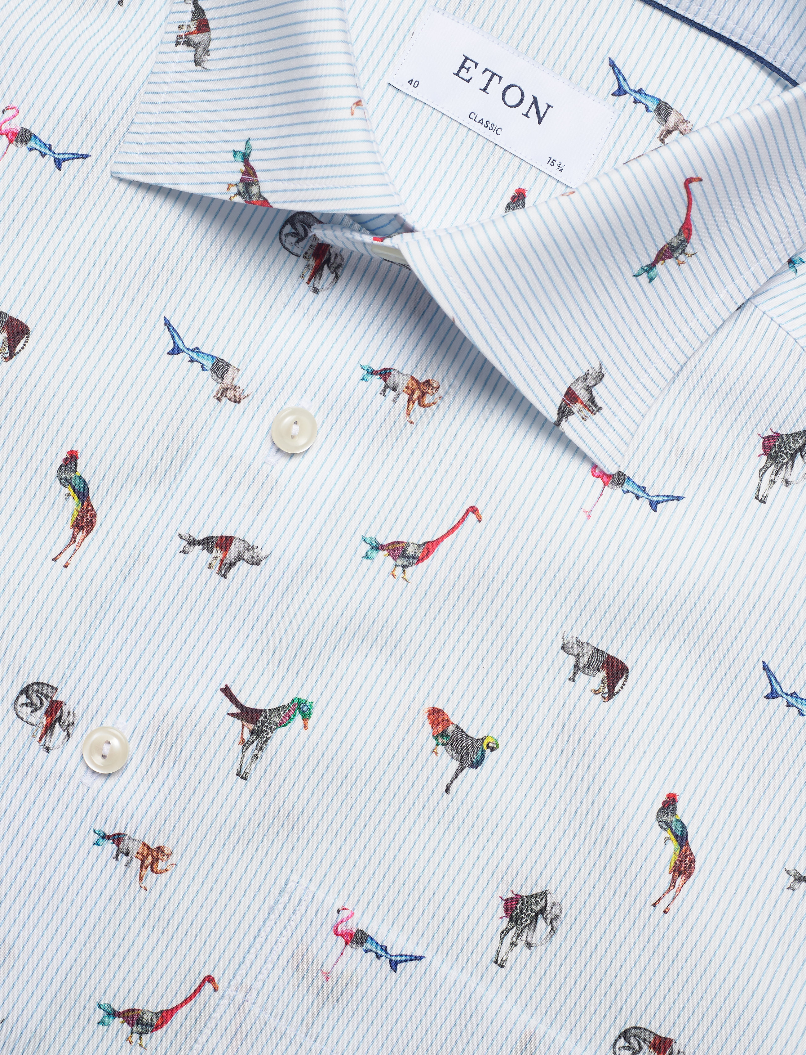 Eton - Striped Animal Print Shirt - blue - 3