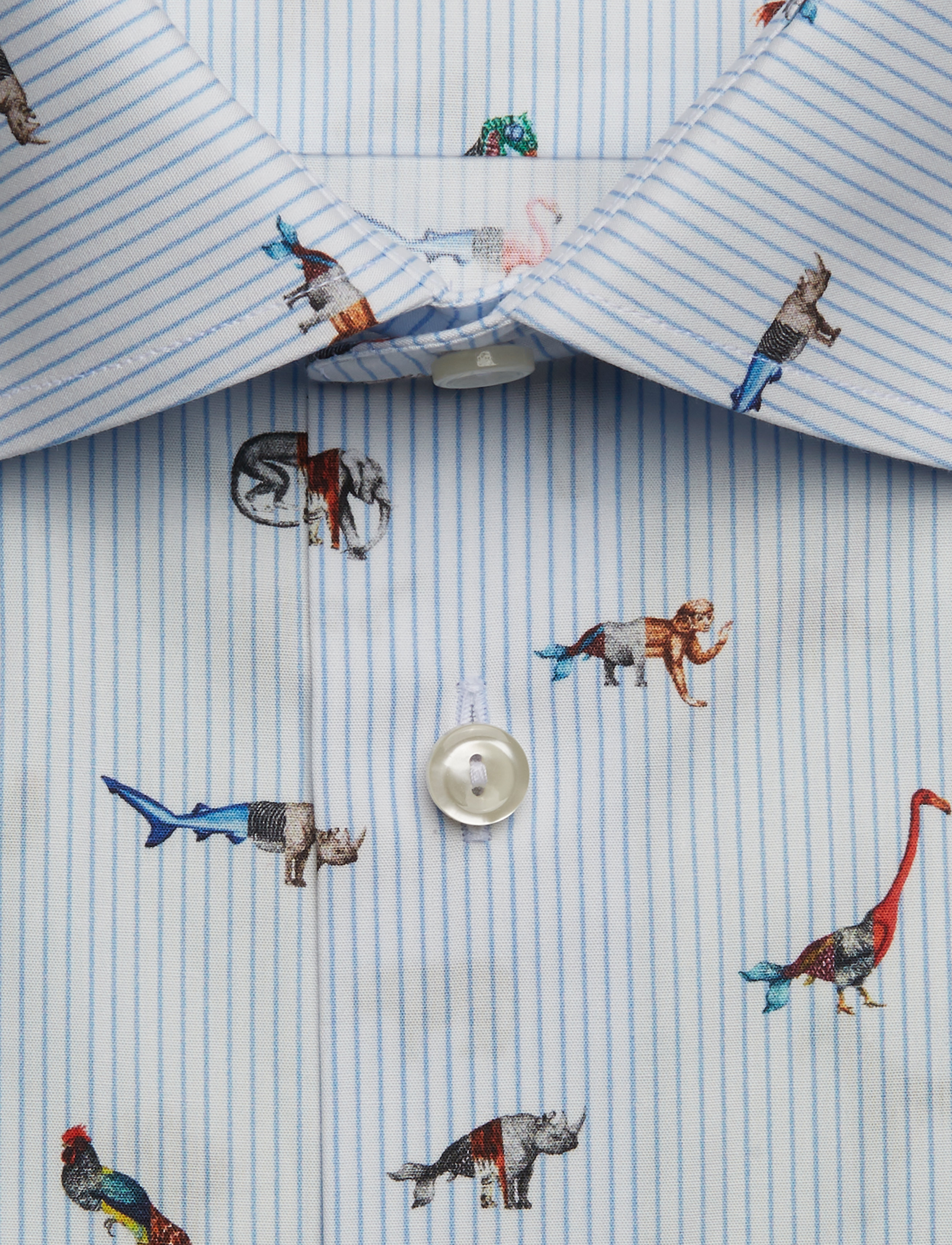 Eton - Striped Animal Print Shirt - Contemporary fit - blue - 2