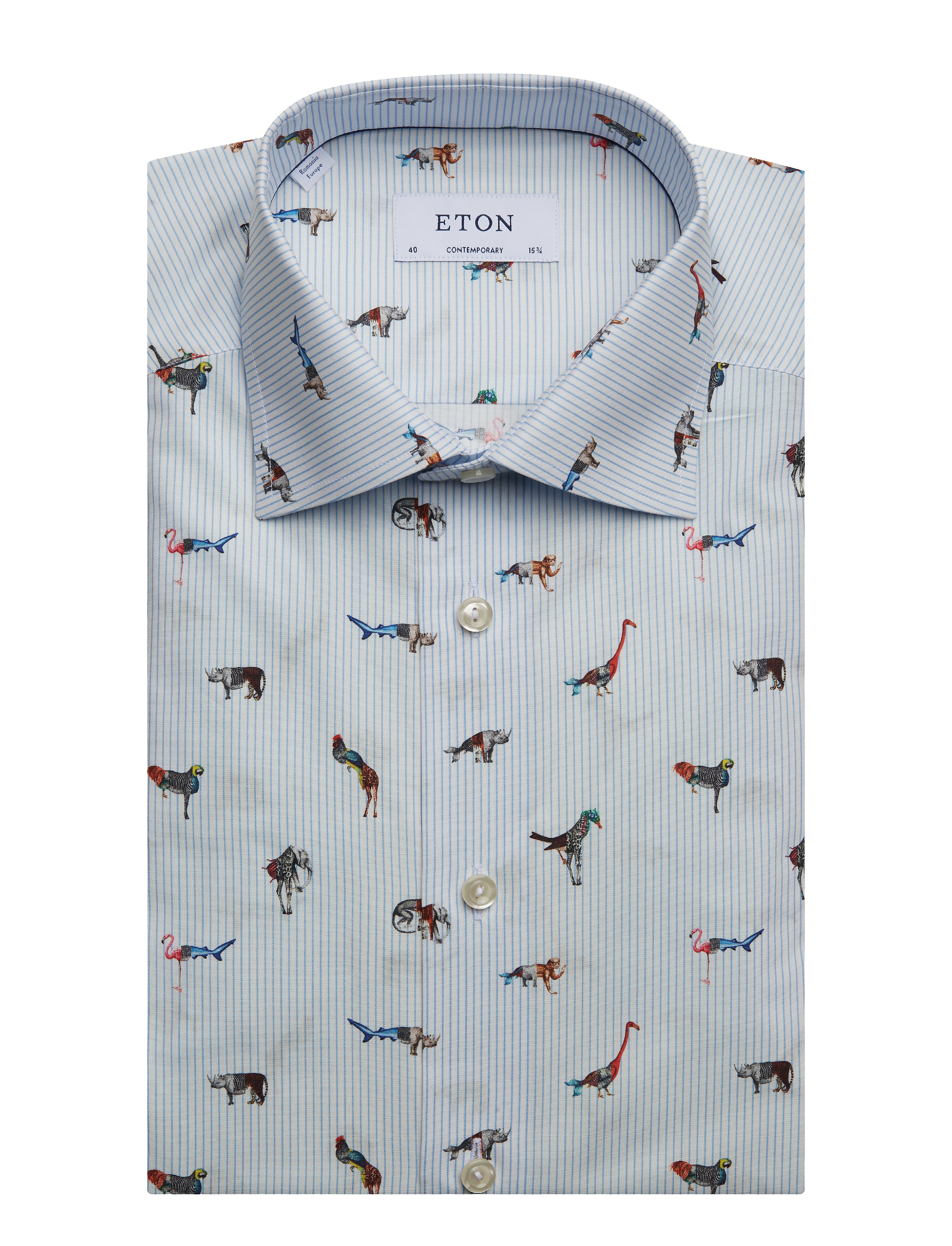 Eton - Striped Animal Print Shirt - Contemporary fit - blue - 3