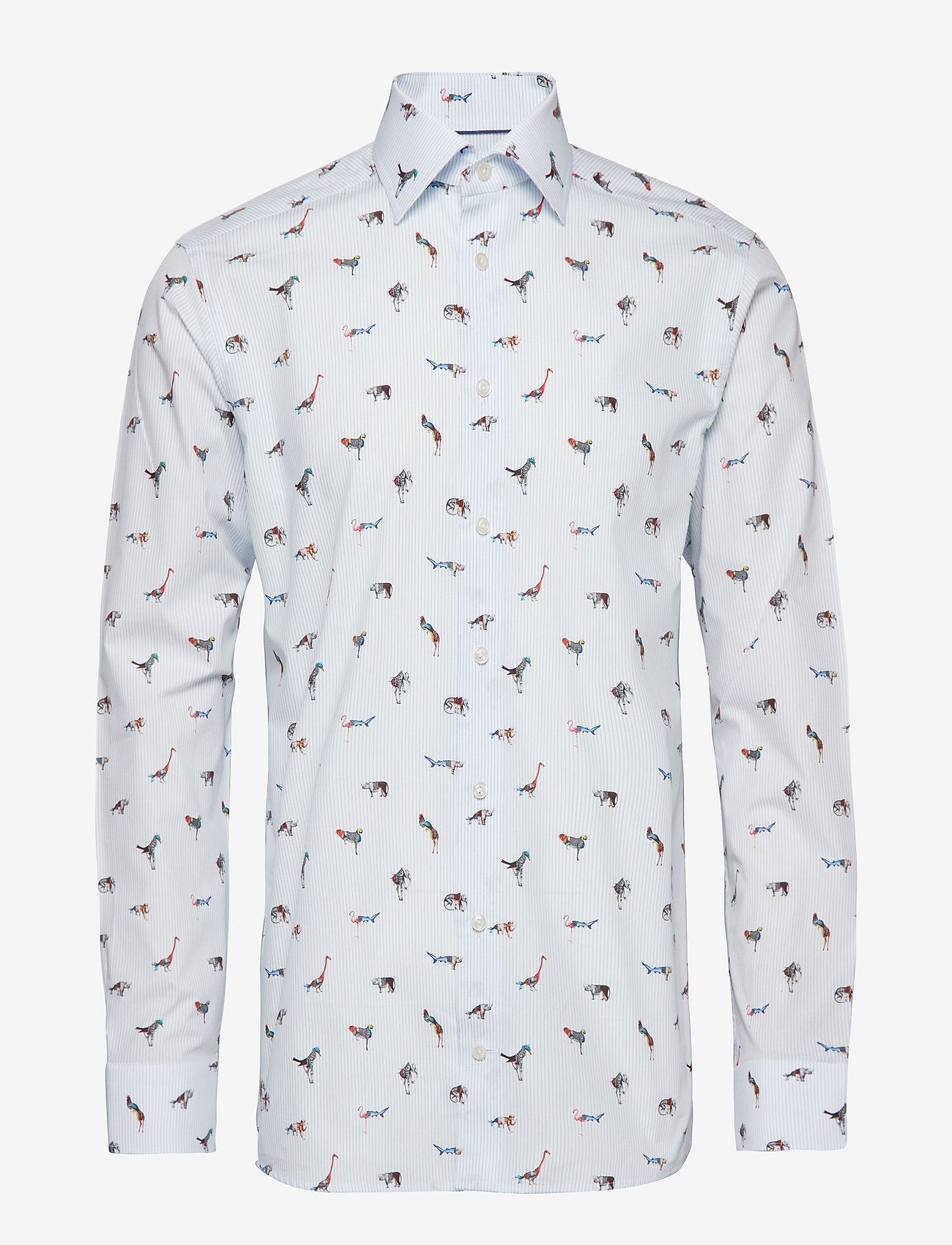 Eton - Striped Animal Print Shirt - blue - 0