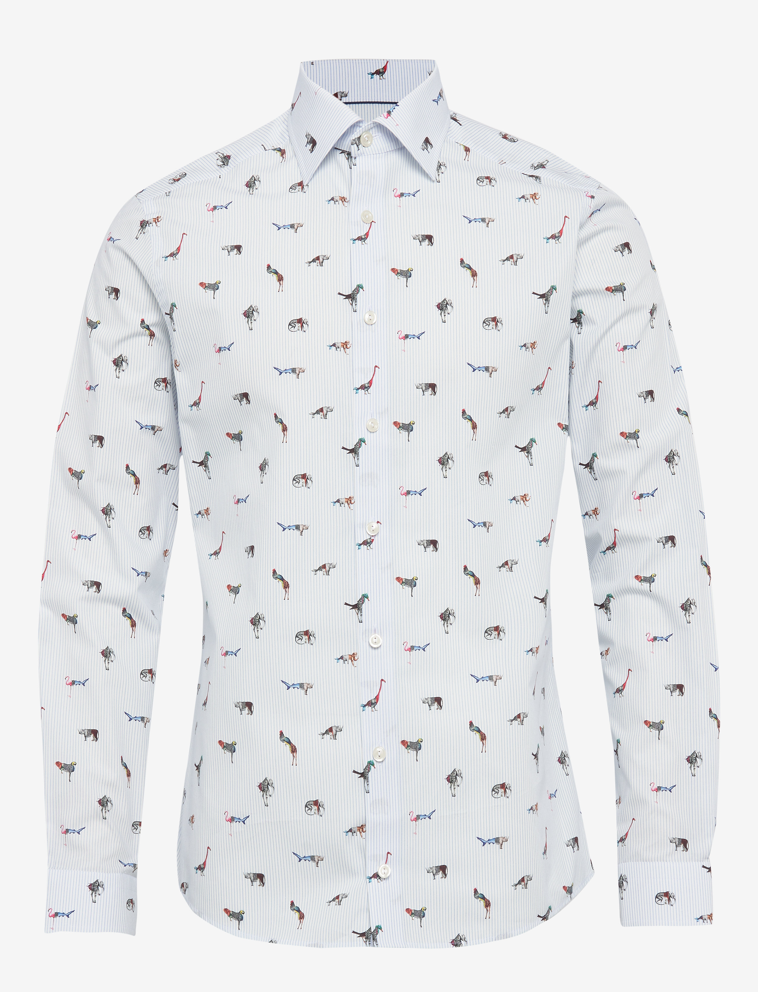 Eton - Striped Animal Print Shirt - blue - 0