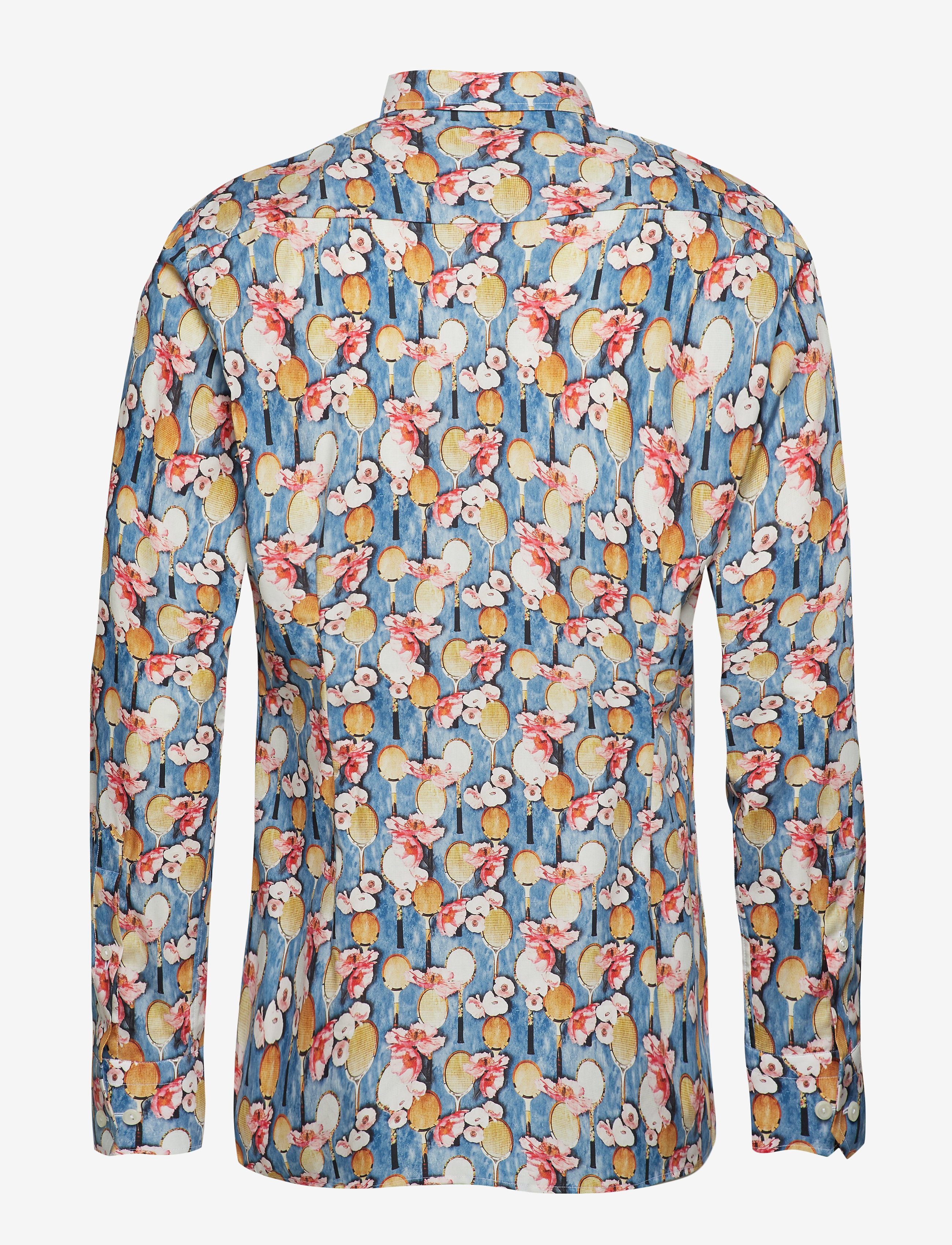 Eton - Tennis Racket Flower Print Poplin Shirt - blue - 1