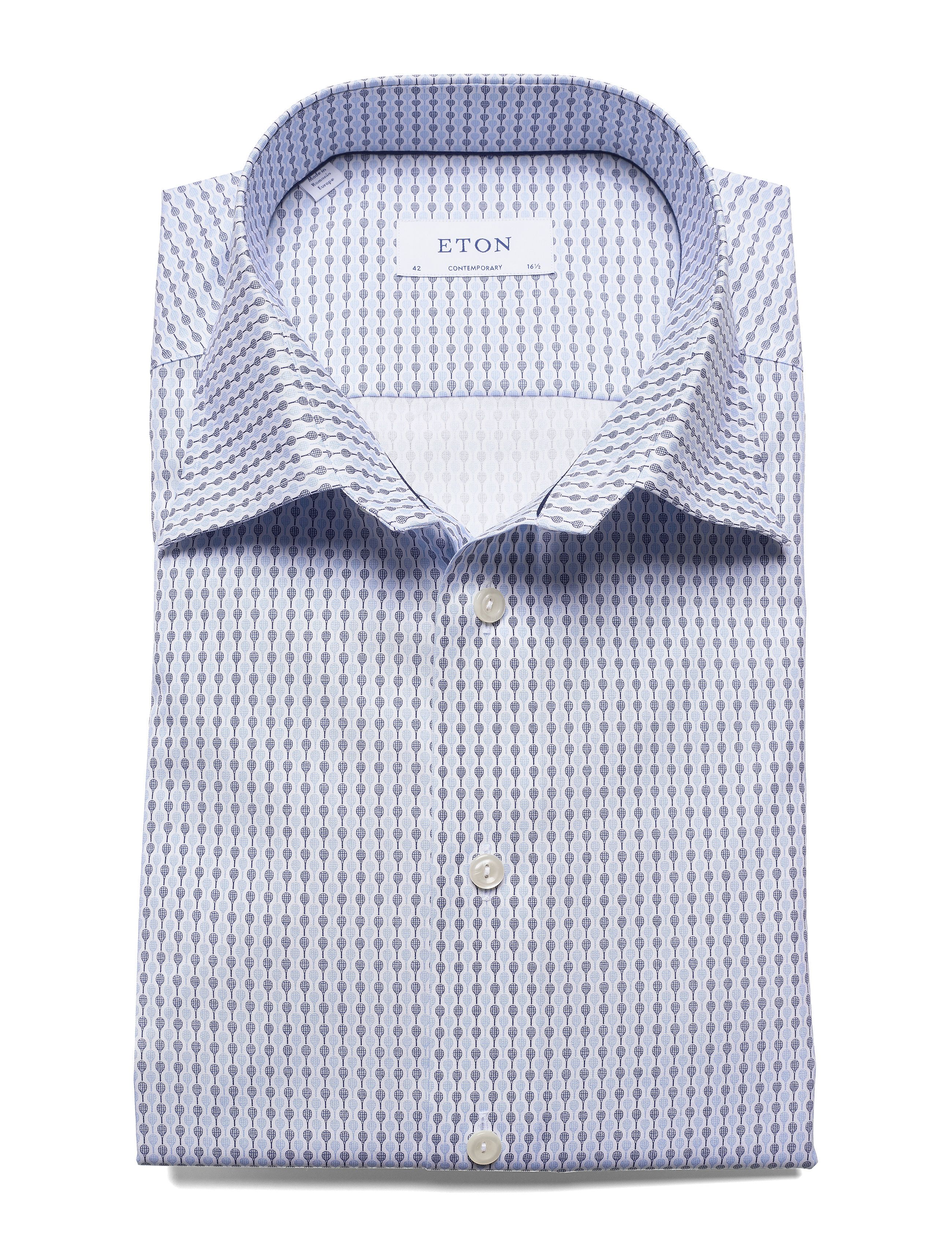 Eton - Tennis Racket Print Shirt - blue - 3