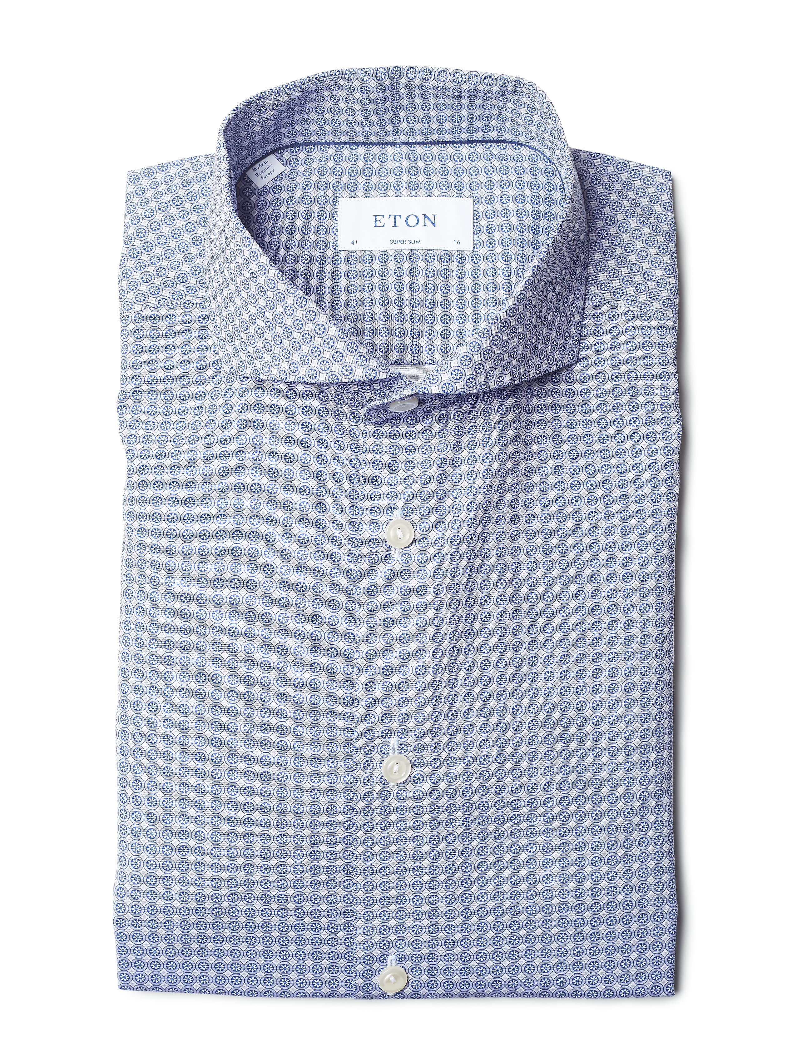 Eton - Geometric Print Shirt - blue - 4