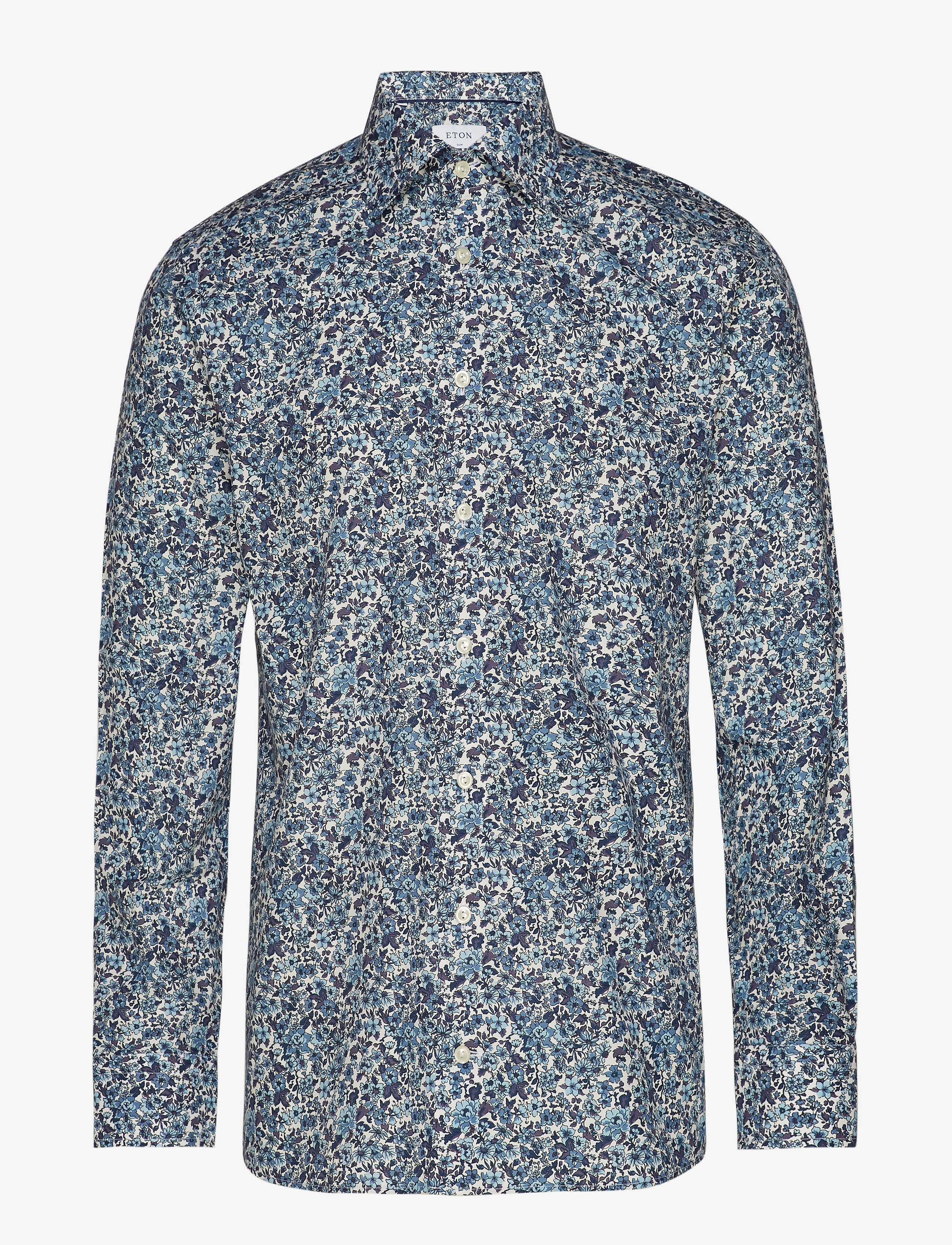 Eton - Floral Print Poplin Shirt - blue - 0