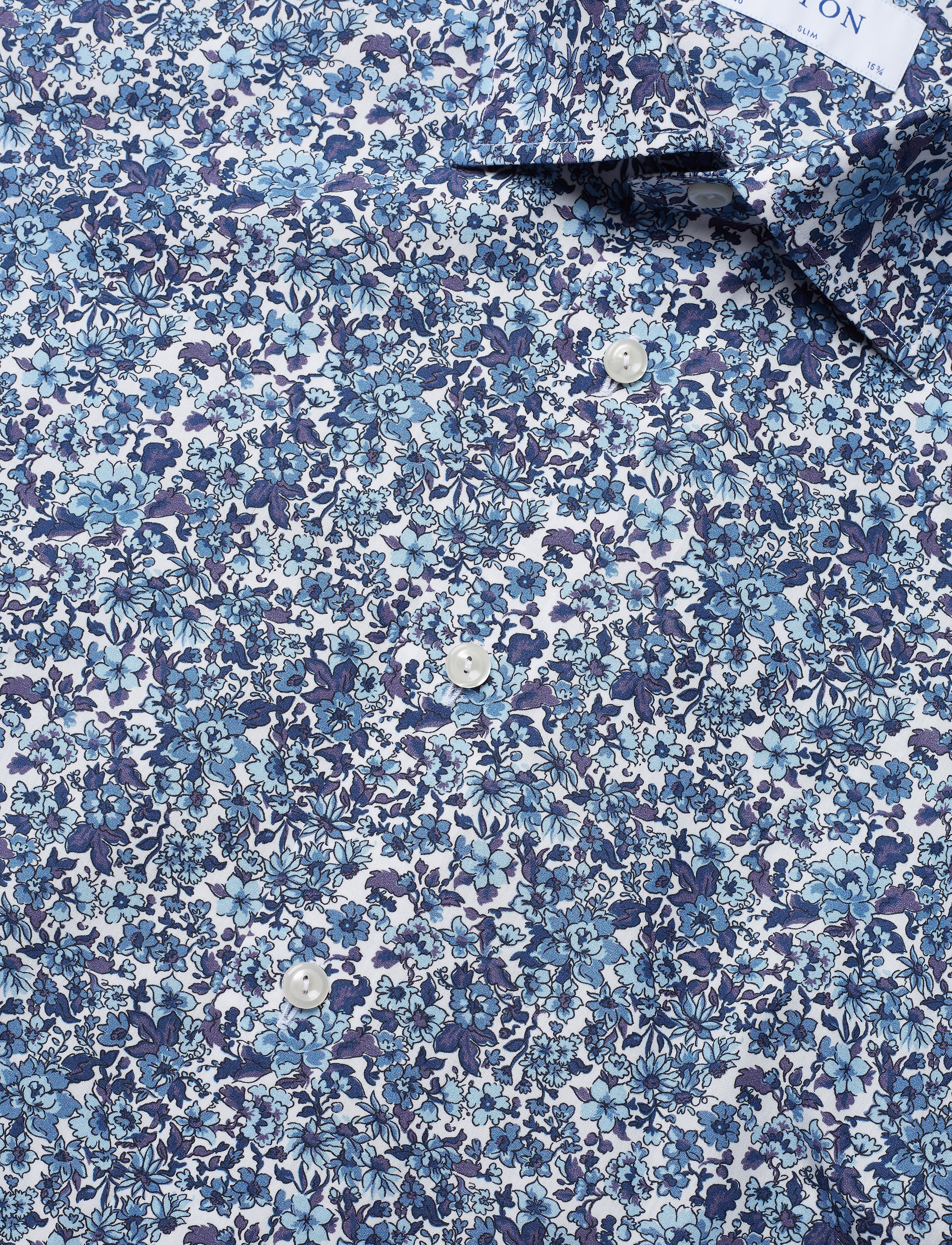 Eton - Floral Print Poplin Shirt - blue - 3