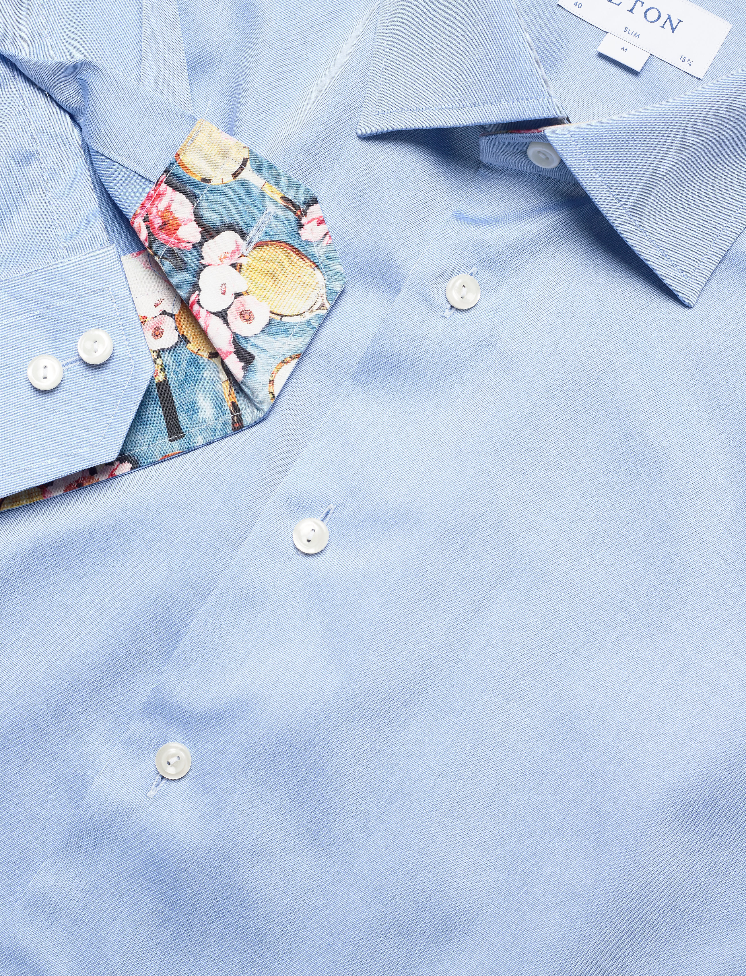 Eton - Twill Shirt - Tennis Print Details - blue - 2