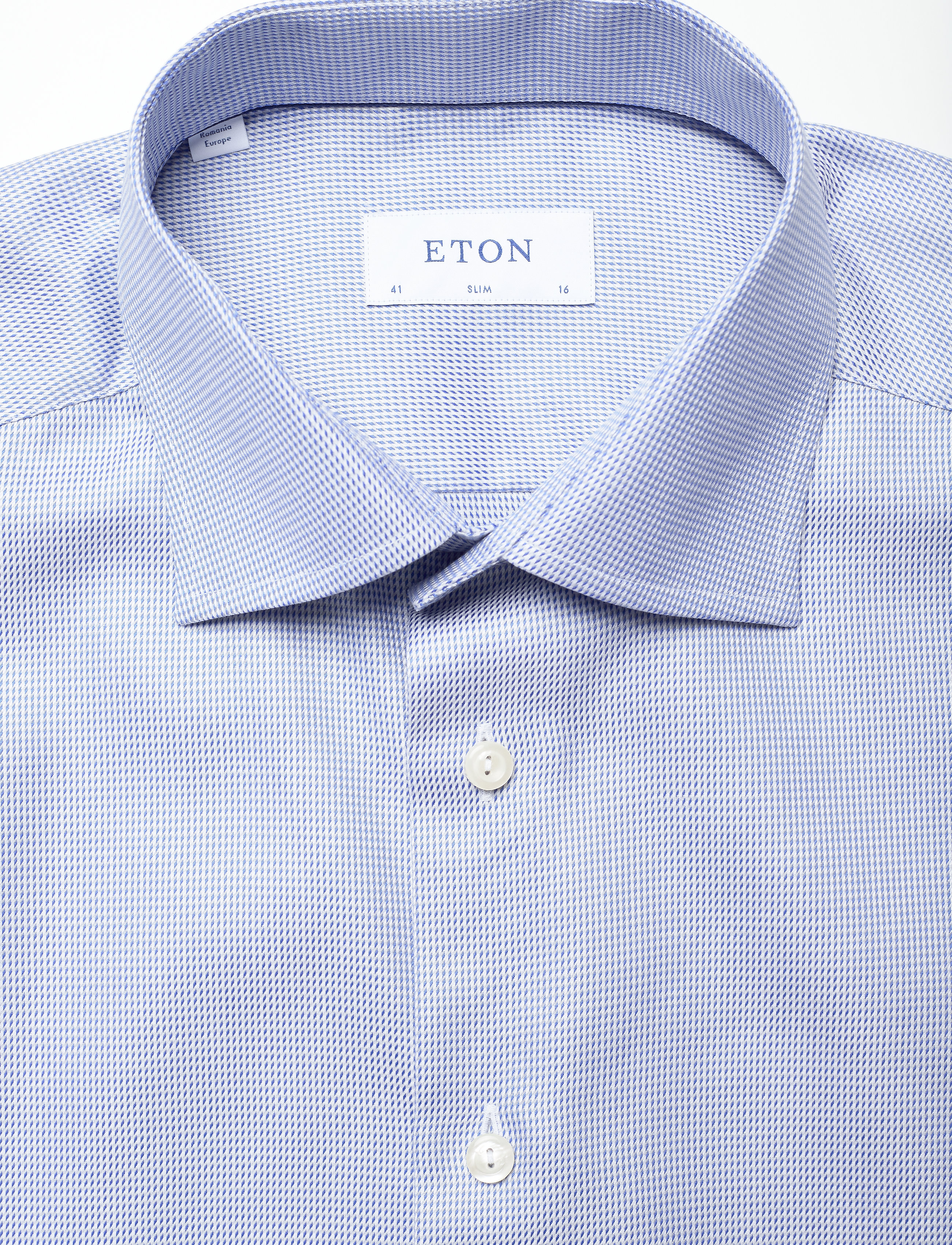 Eton - Slim fit Blue Textured Twill shirt - blue - 2