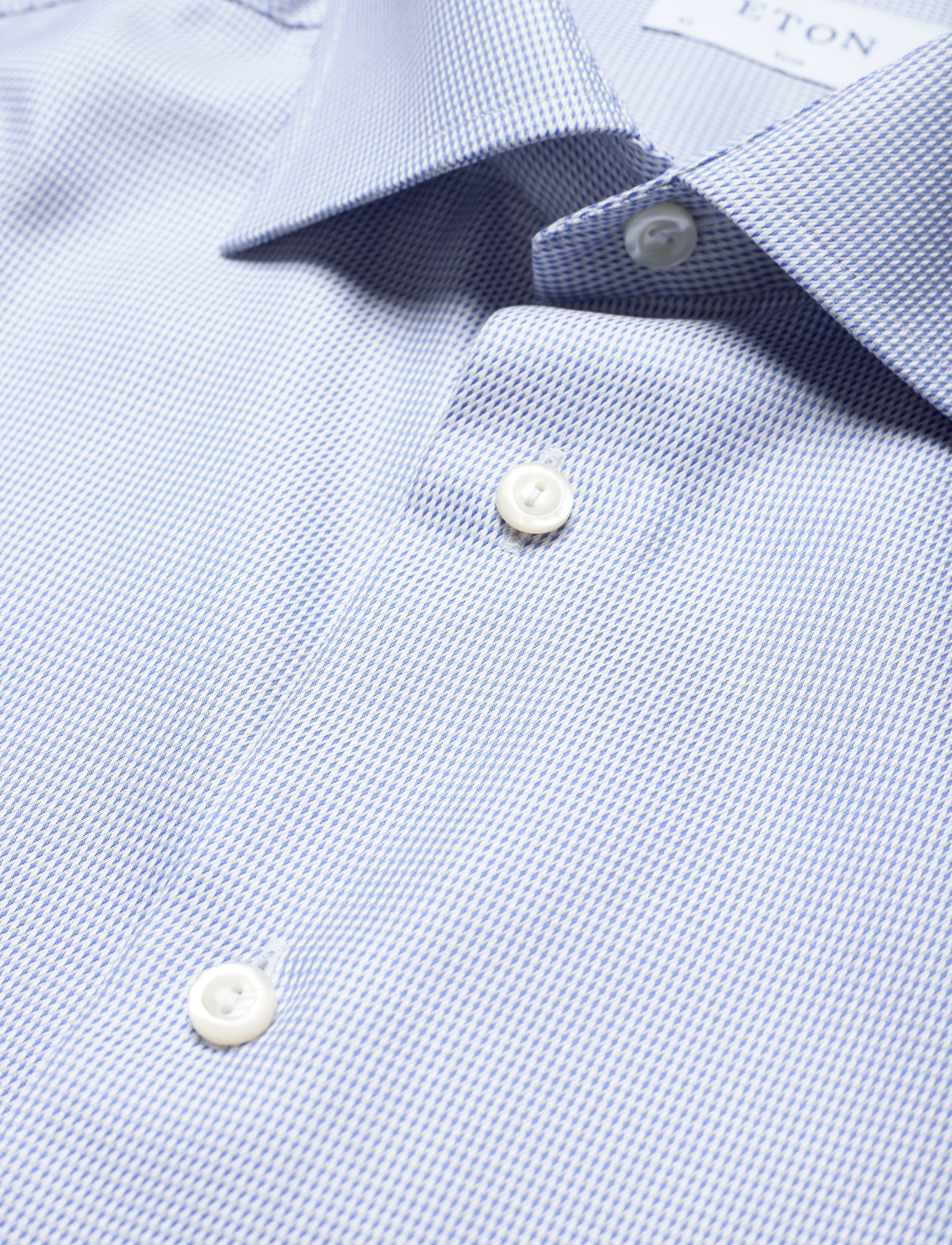 Eton - Slim fit Blue Textured Twill shirt - blue - 3