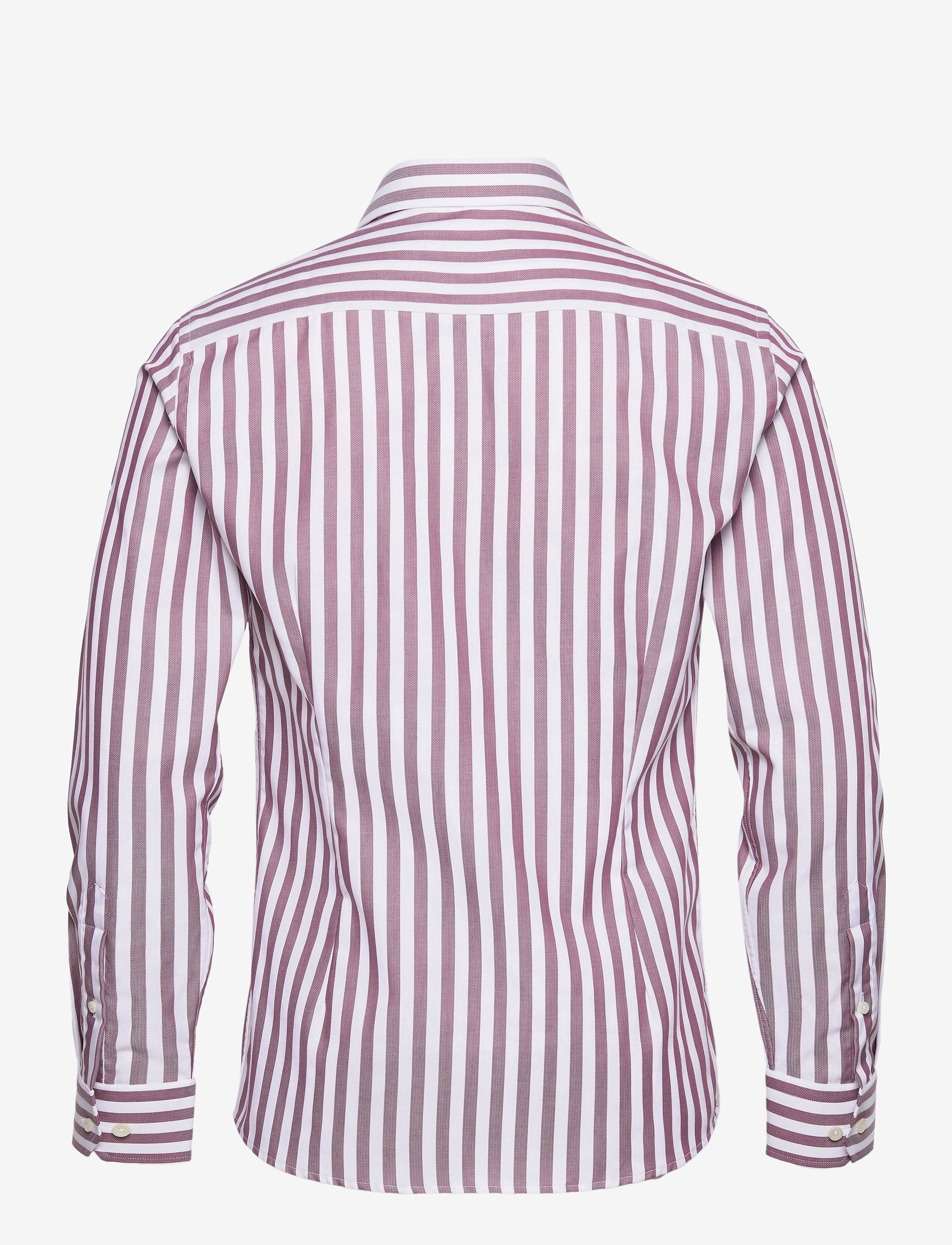 Eton - Burgundy Striped Twill Shirt - pink/red - 2