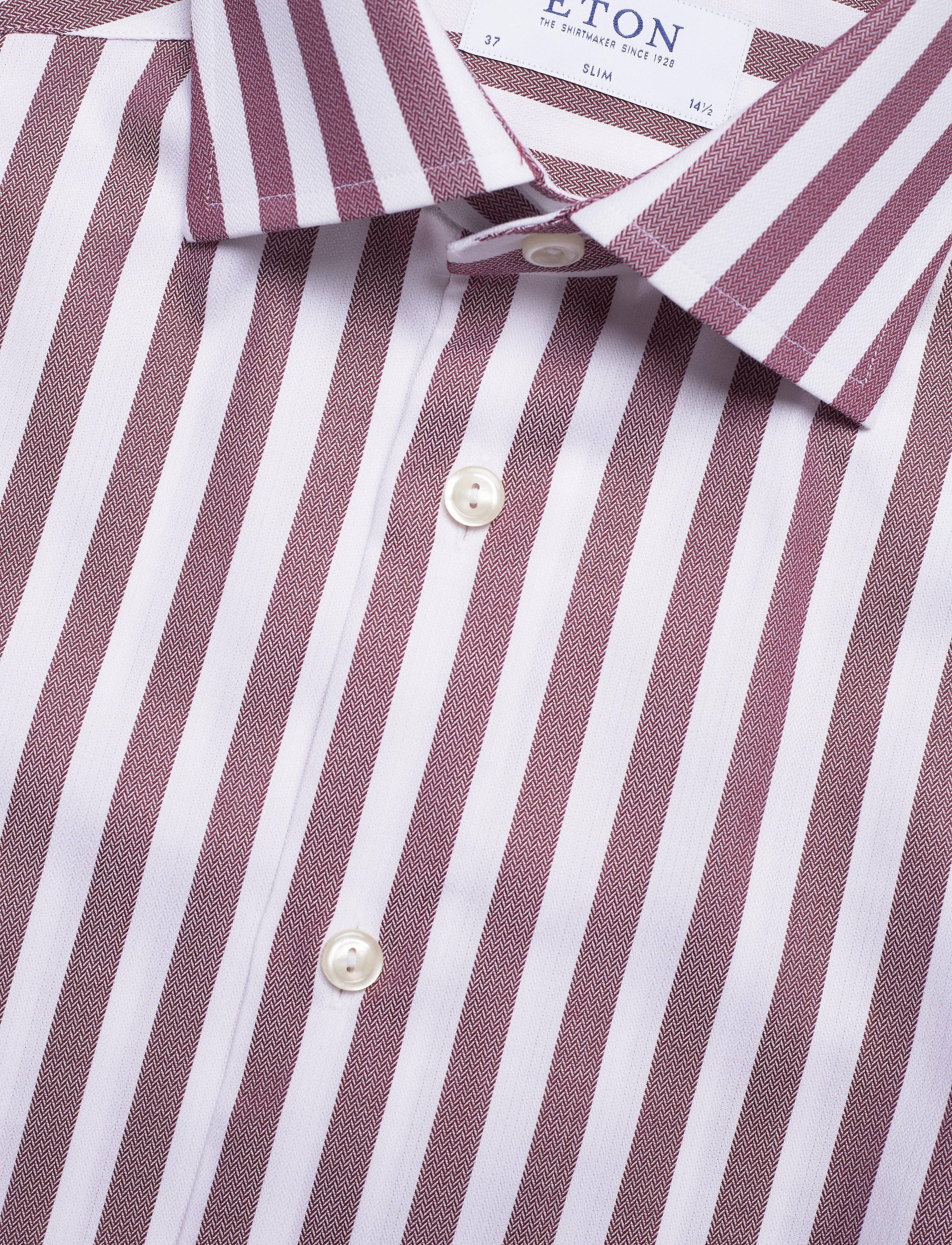 Eton - Burgundy Striped Twill Shirt - pink/red - 4