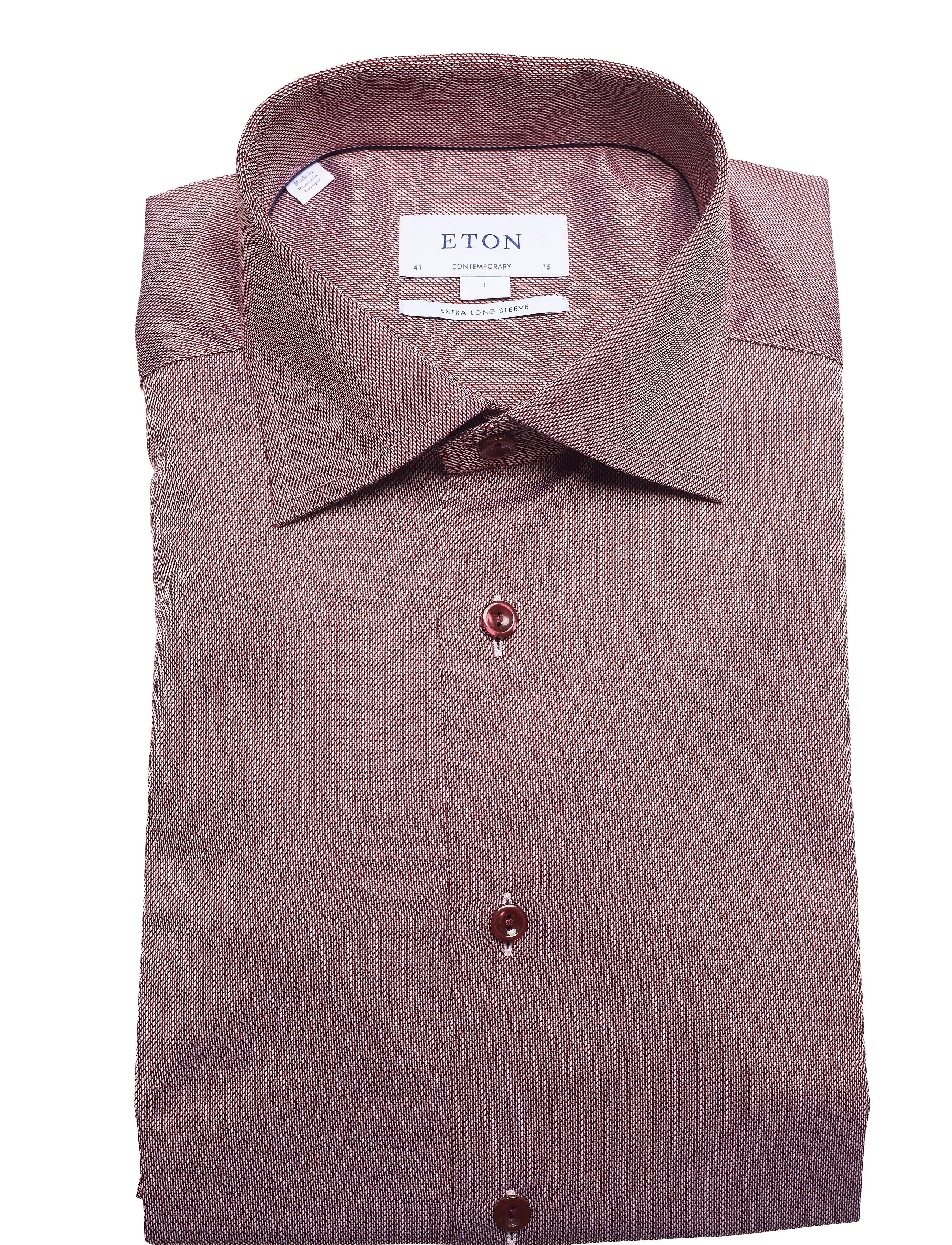 Eton - Cont. X-long Business Casual Signature Twill Shirt - pink/red - 4