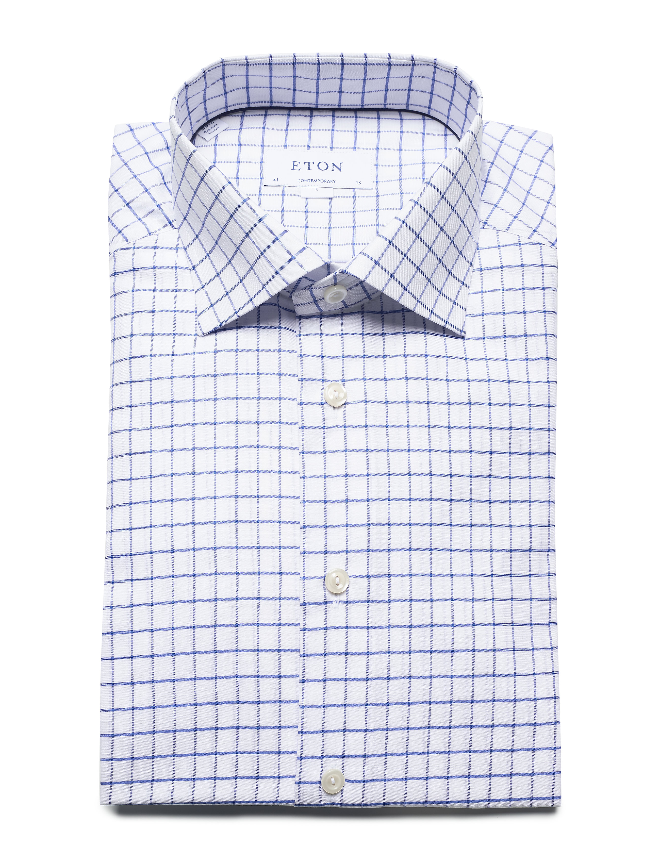 Eton - Checked Cotton & Linen Shirt - blue - 4