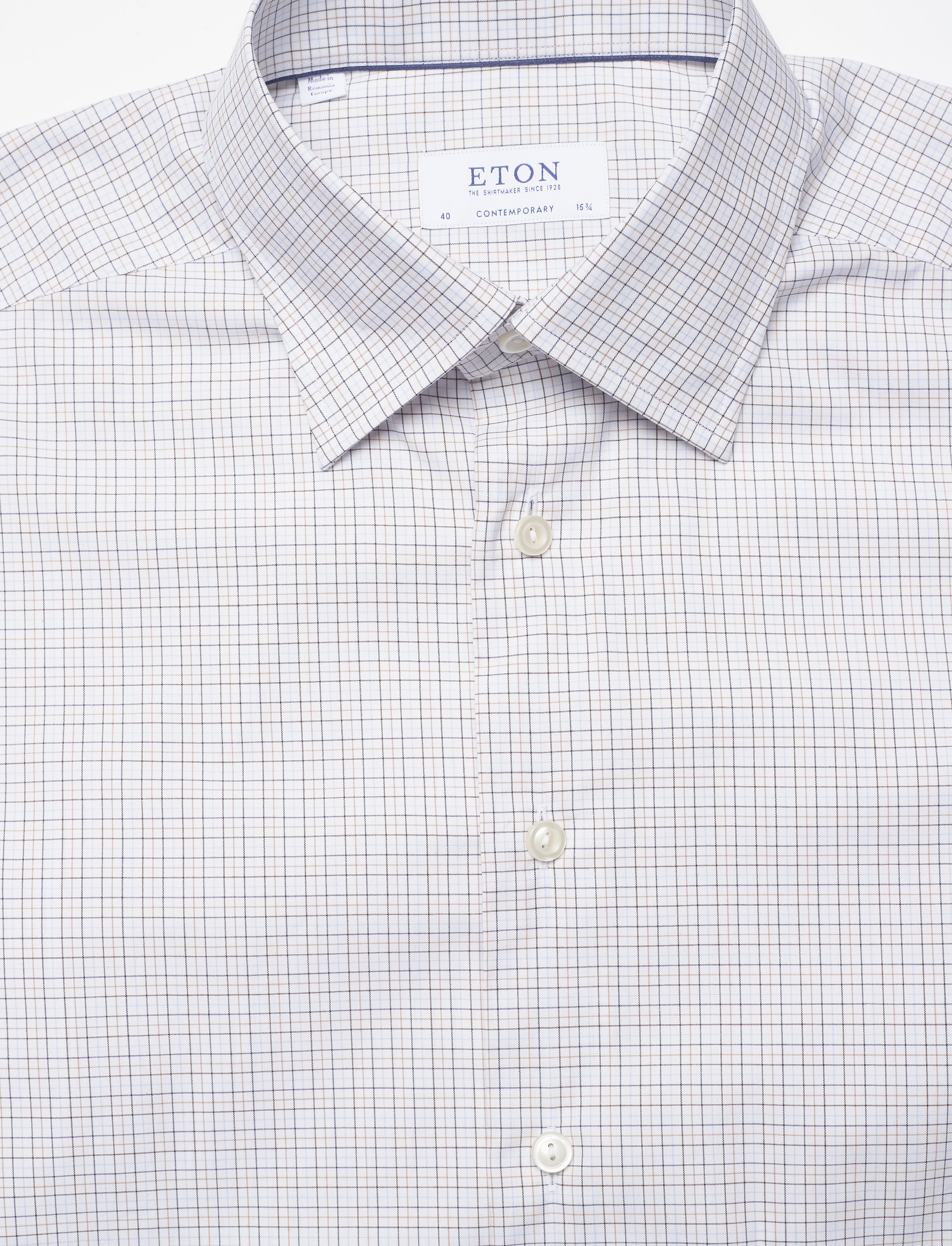 Eton - Contemporary fit Business Fine Twill Stretch Shirt - offwhite/brown - 2
