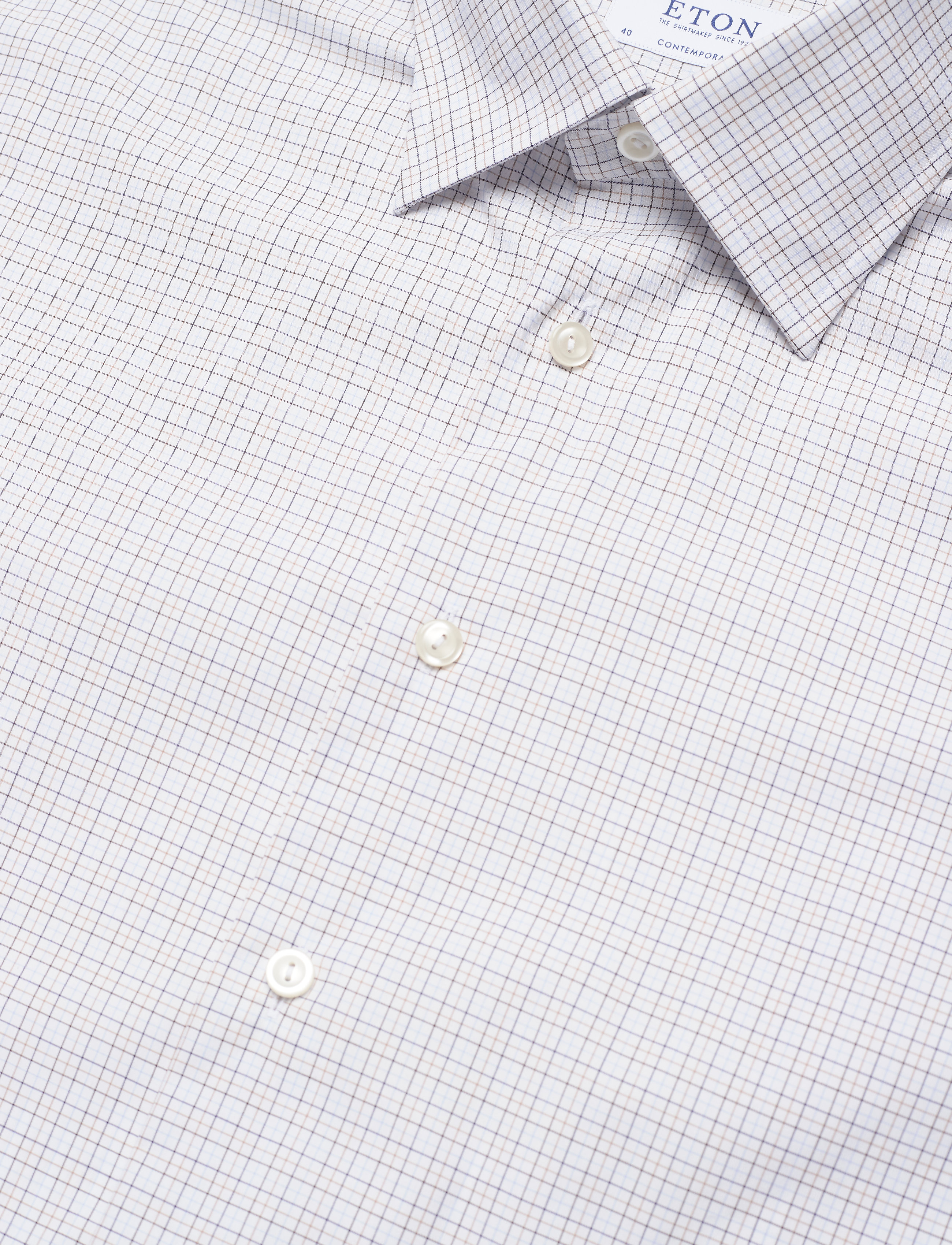 Eton - Contemporary fit Business Fine Twill Stretch Shirt - offwhite/brown - 3