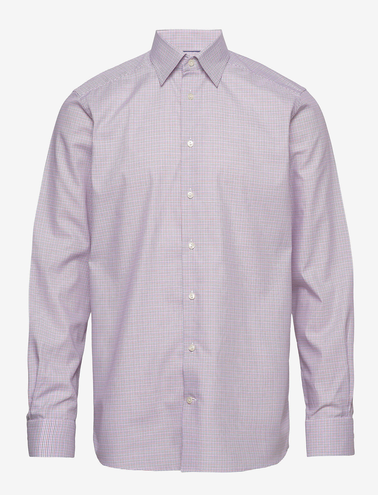 Eton - Checked Lighweight Twill Shirt With Button Under Collar - pink/red - 0
