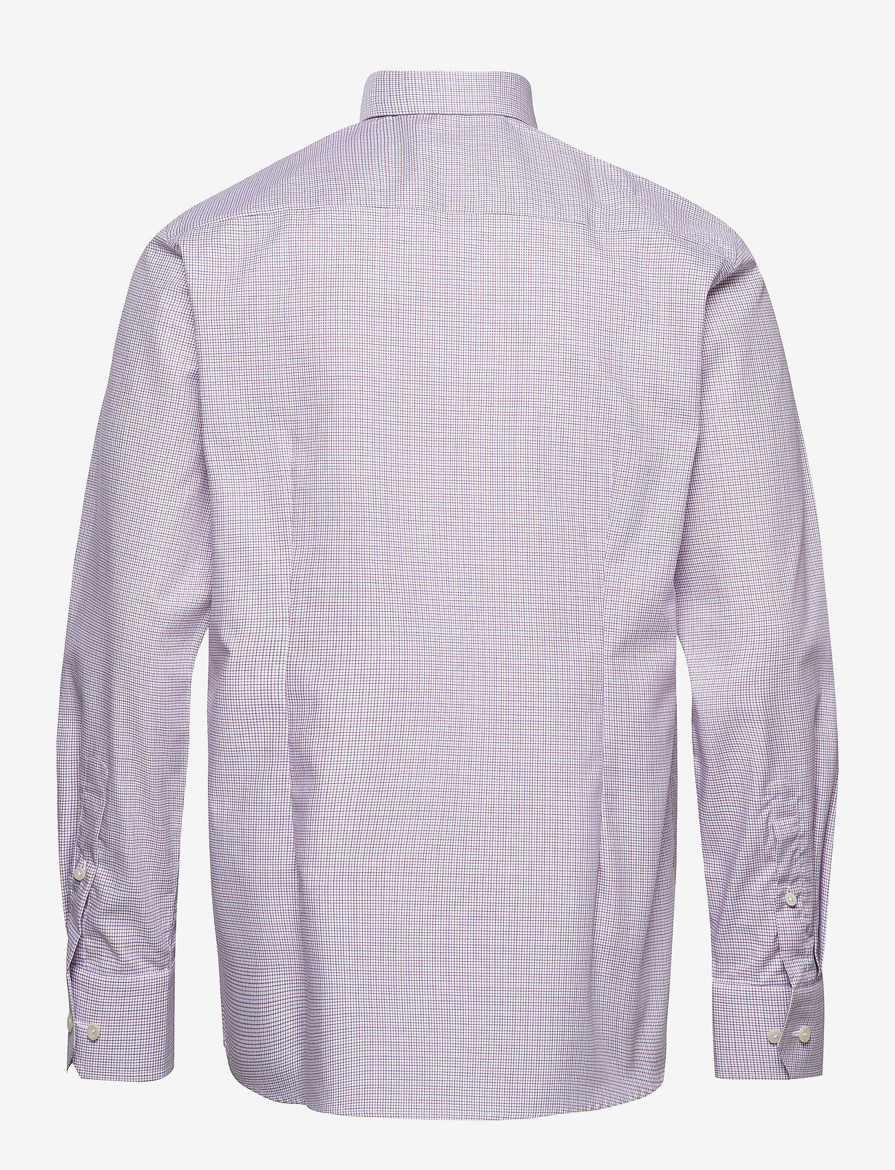 Eton - Checked Lighweight Twill Shirt With Button Under Collar - pink/red - 2
