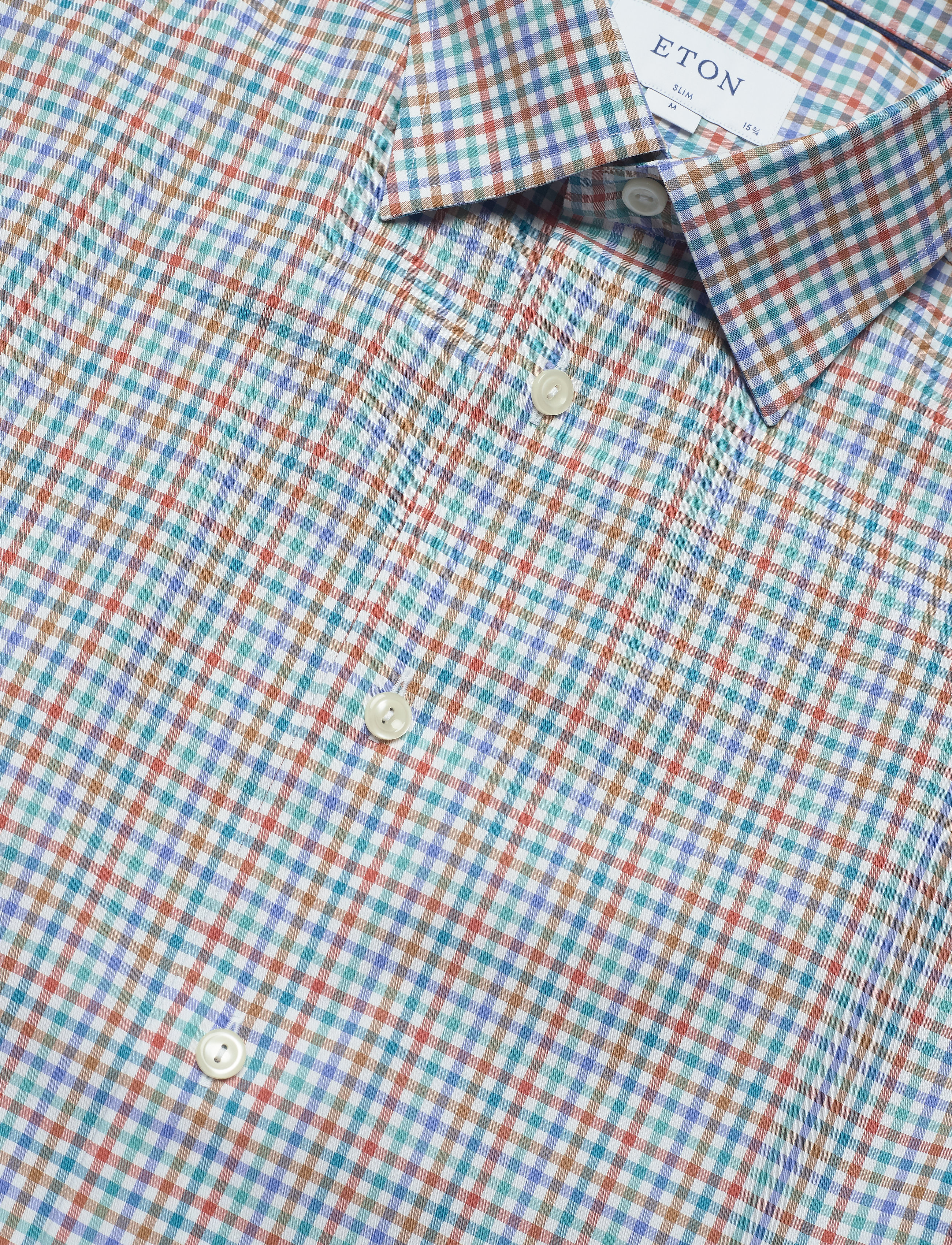 Eton - Gingham Check Poplin Shirt - green - 3