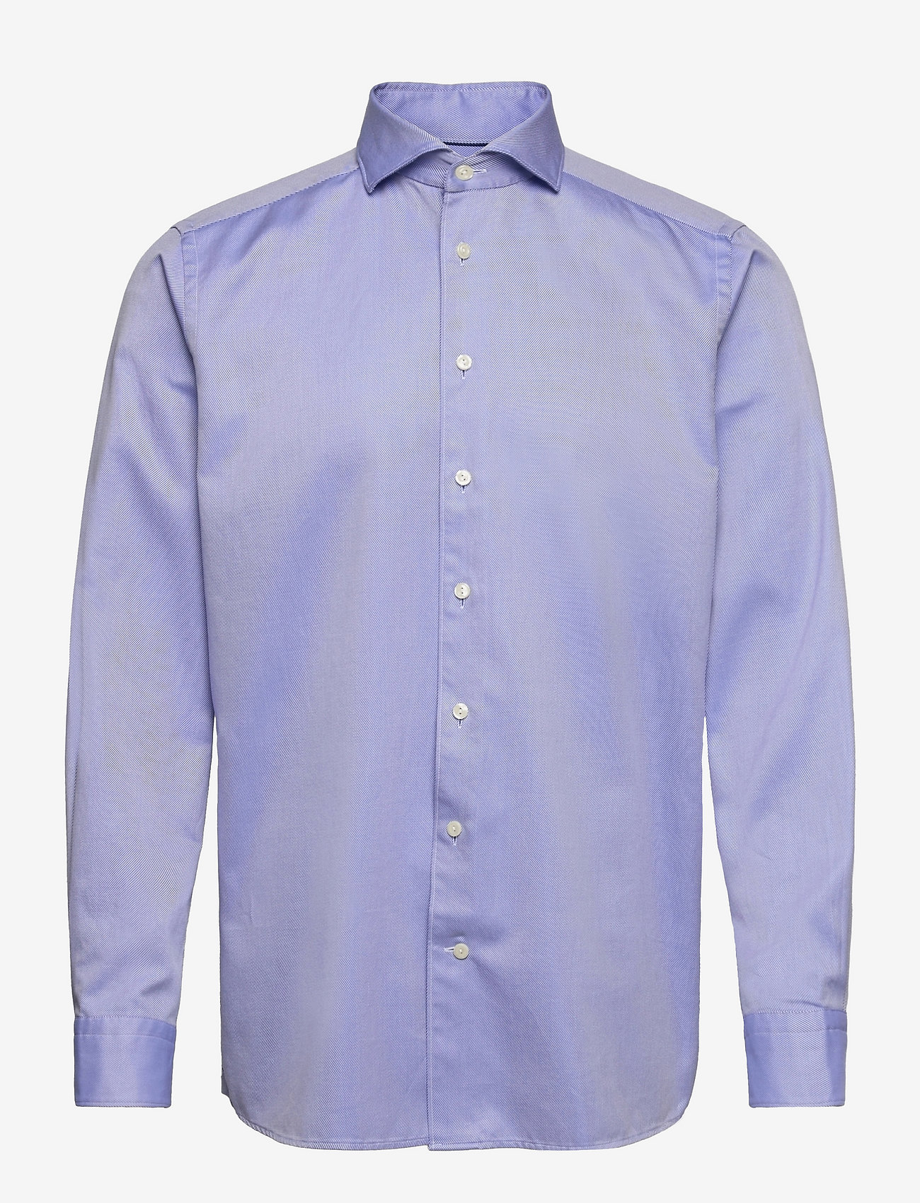 Eton - Men's shirt: Soft Business  Textured Twill - mid blue - 0