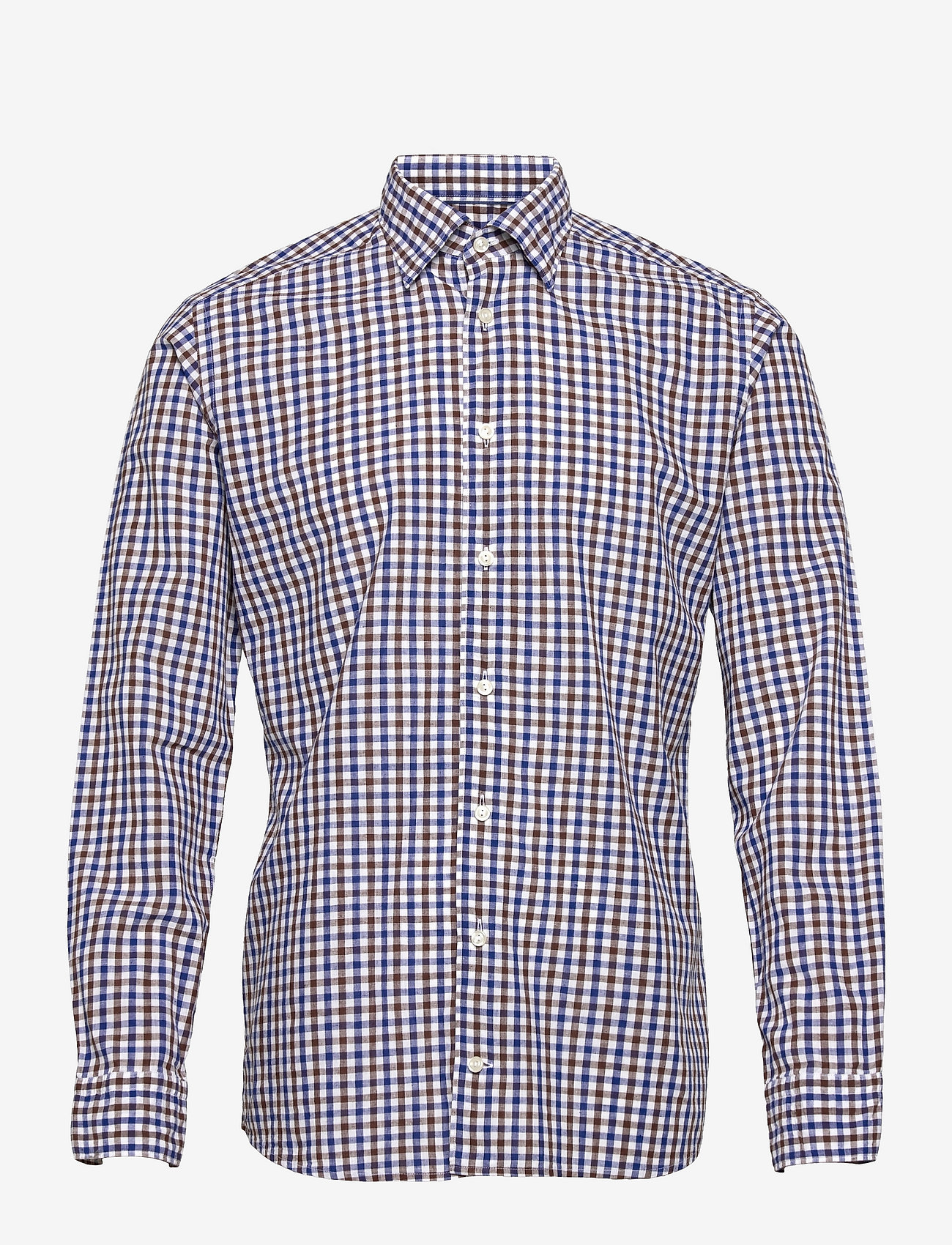 Eton - Men's shirt: Soft Business  CottonLinen Poplin - brown - 0