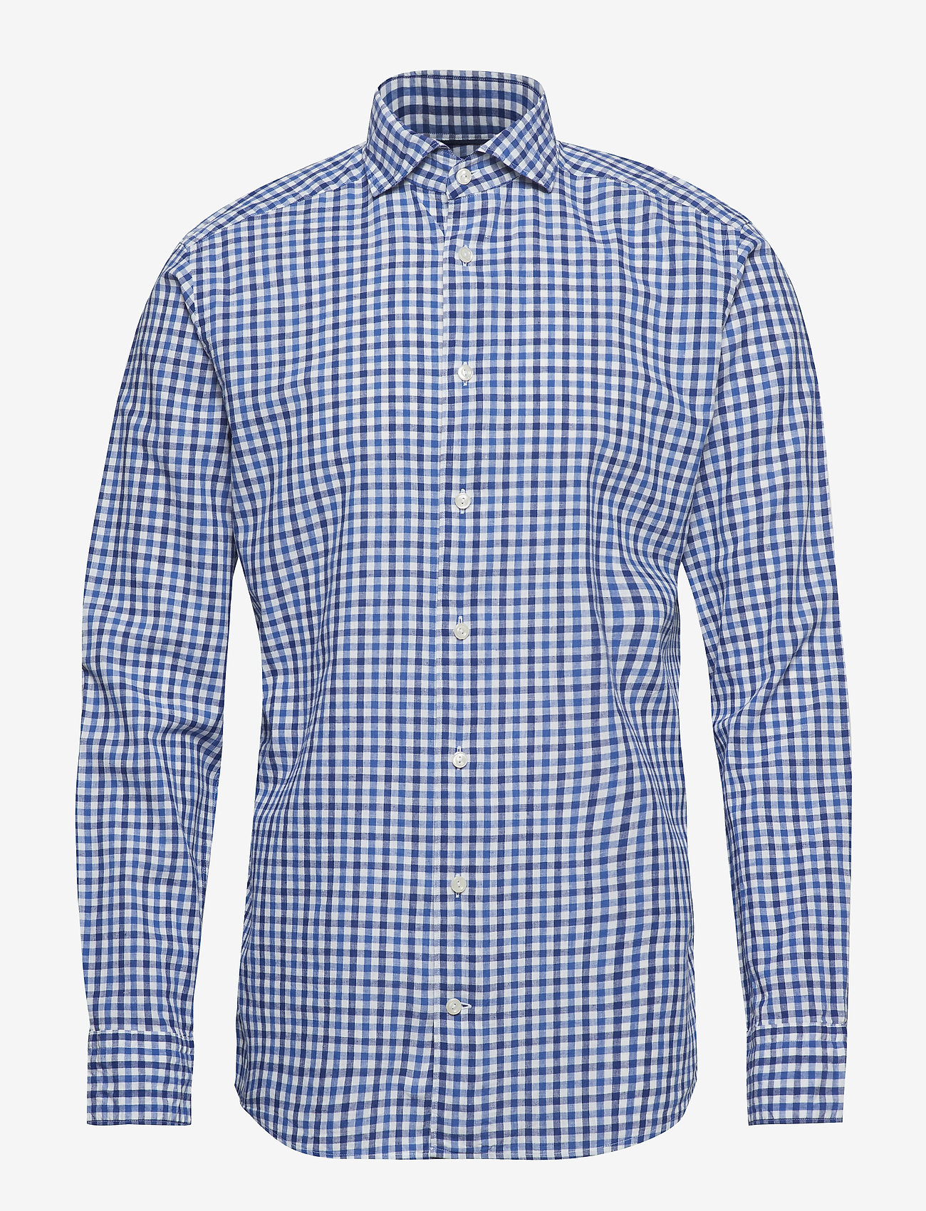 Eton - Soft  Cotton & Linen Gingham Check Shirt - blue - 0