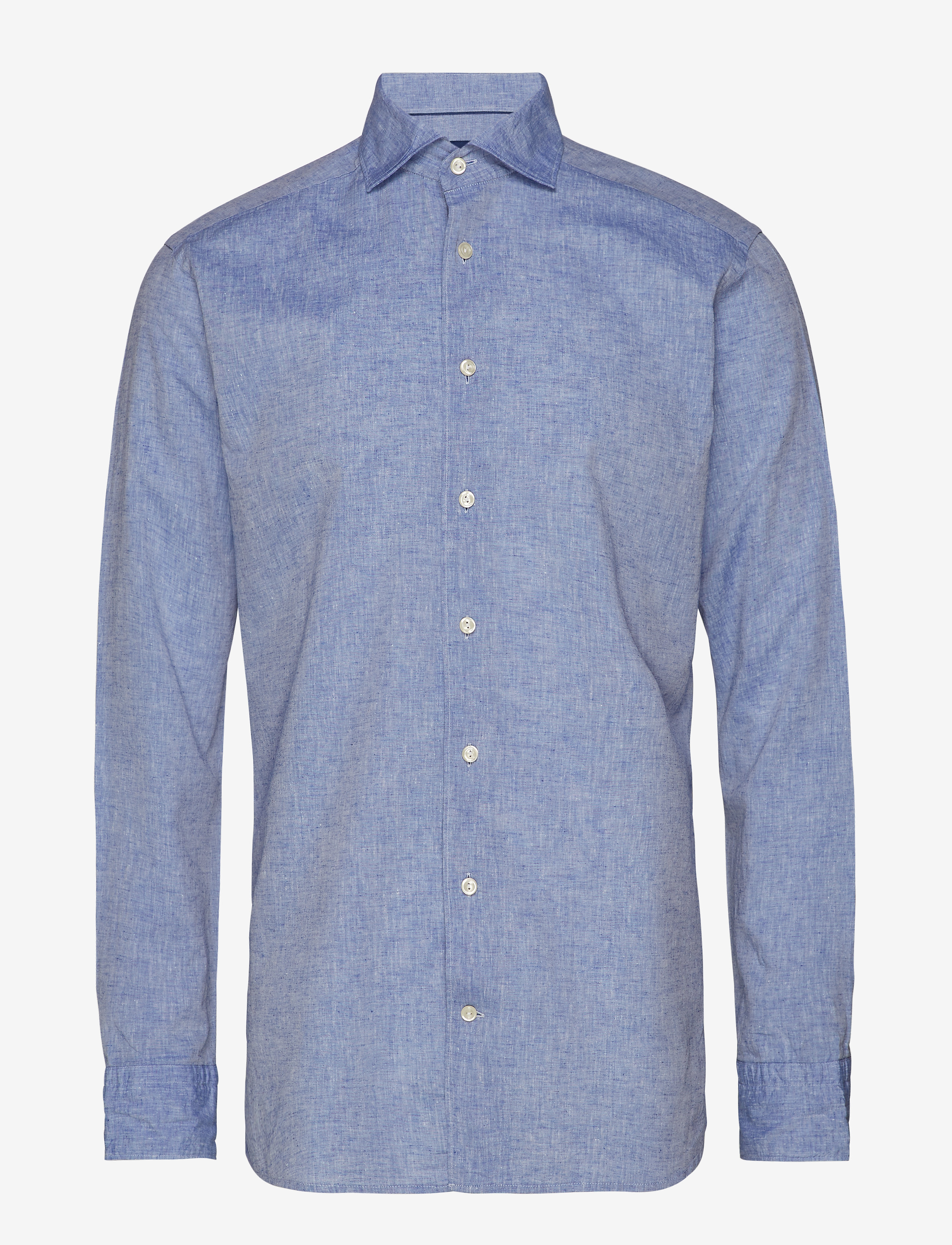 Eton - White Cotton & Linen Shirt - blue - 0