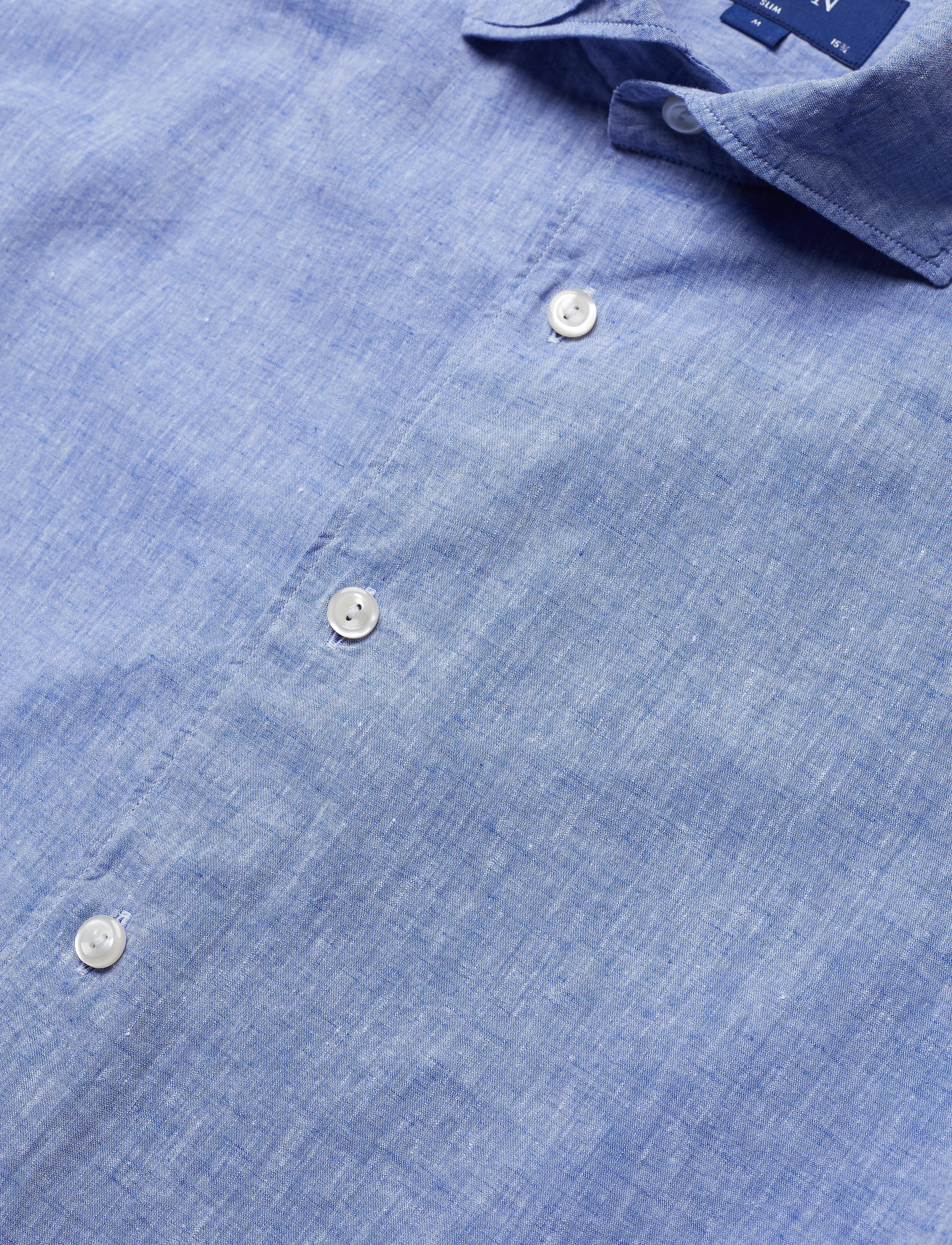 Eton - White Cotton & Linen Shirt - blue - 3