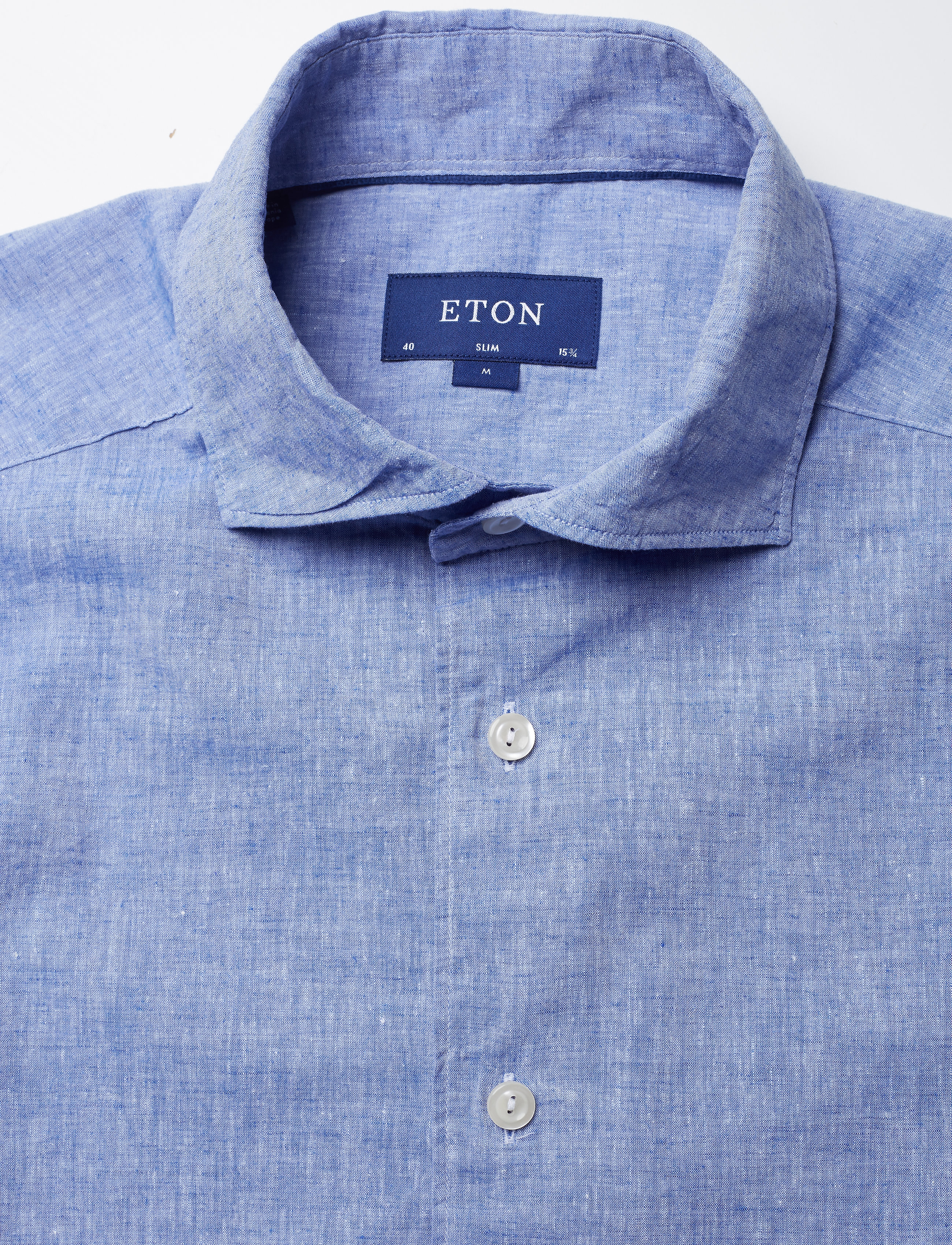 Eton - White Cotton & Linen Shirt - blue - 4