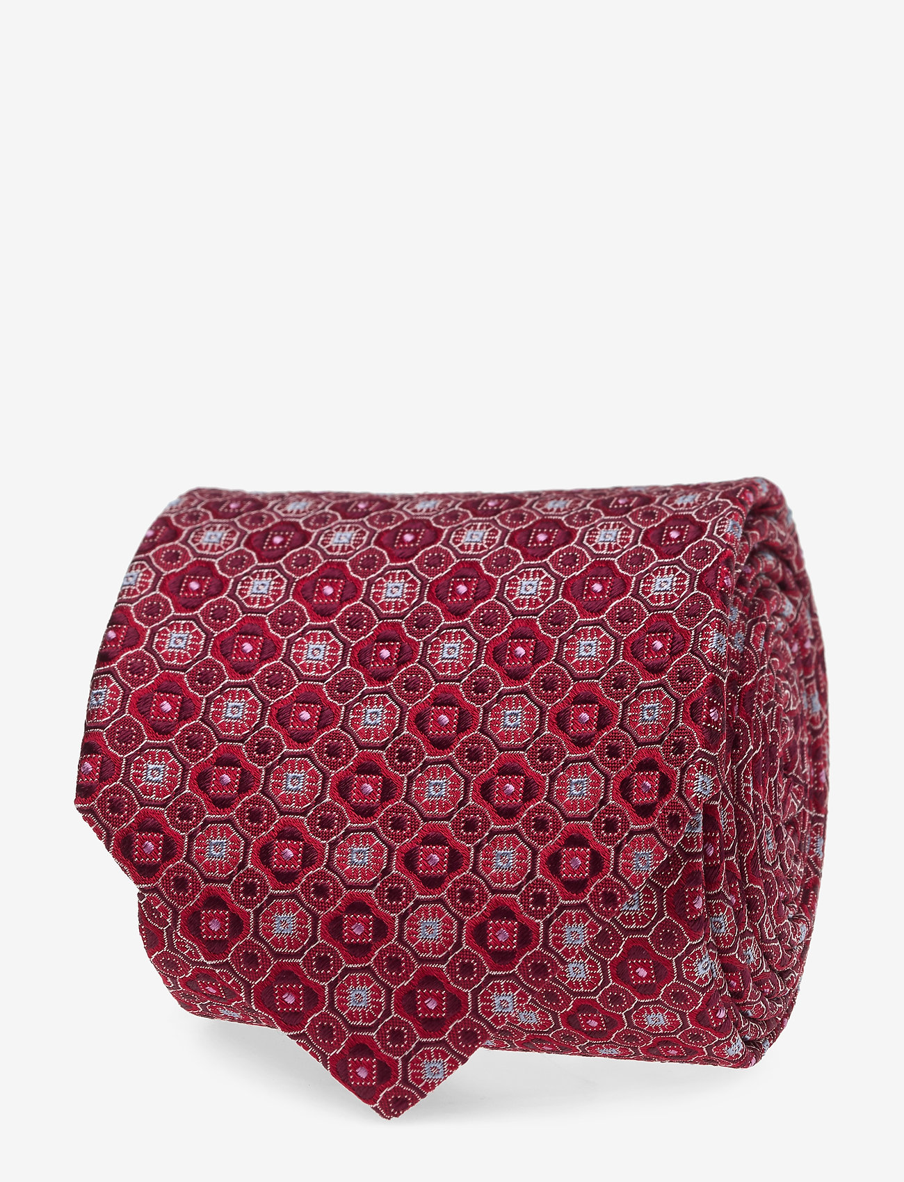 Geometric Pattern Silk Tie - PINK/RED