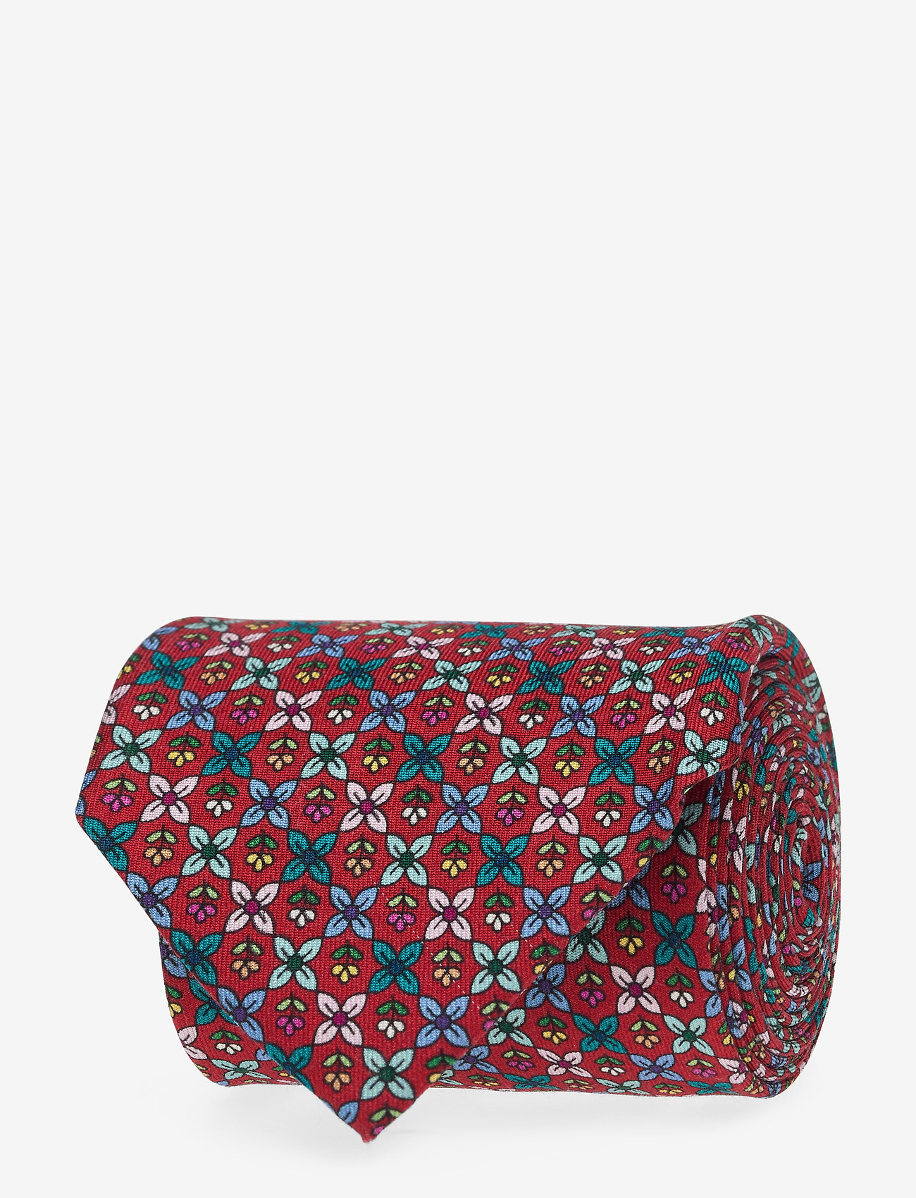 Eton - Flower Geometric Silk Tie - pink/red - 0