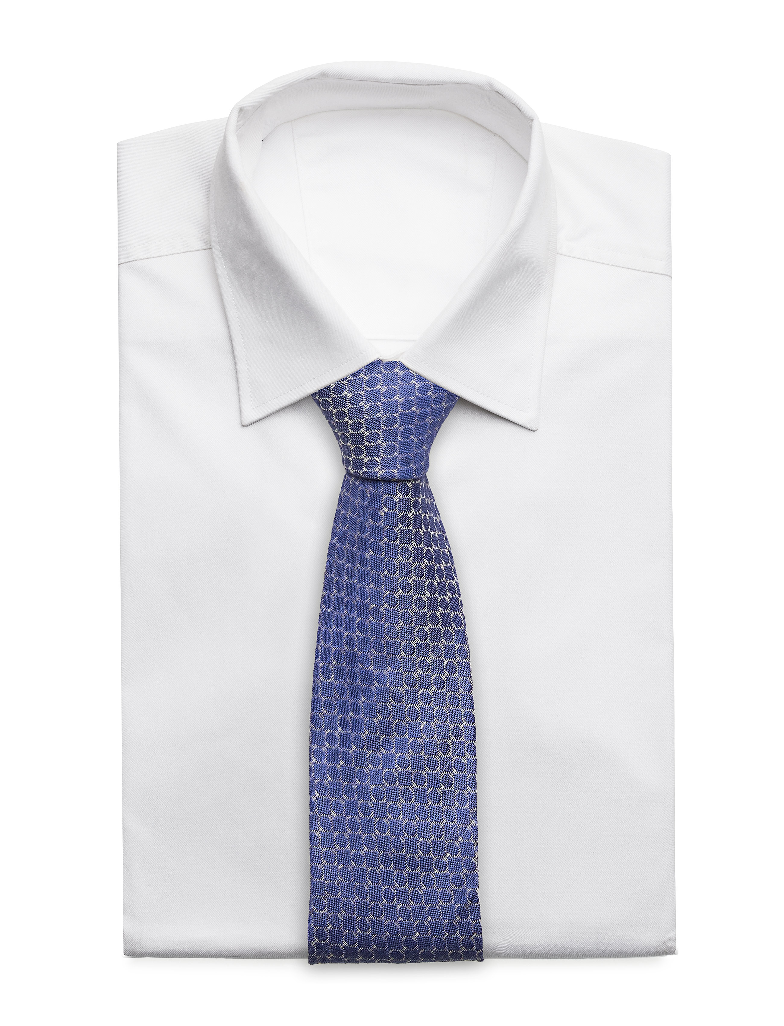 Eton - Mid Seed Patterned Silk Tie - blue - 1