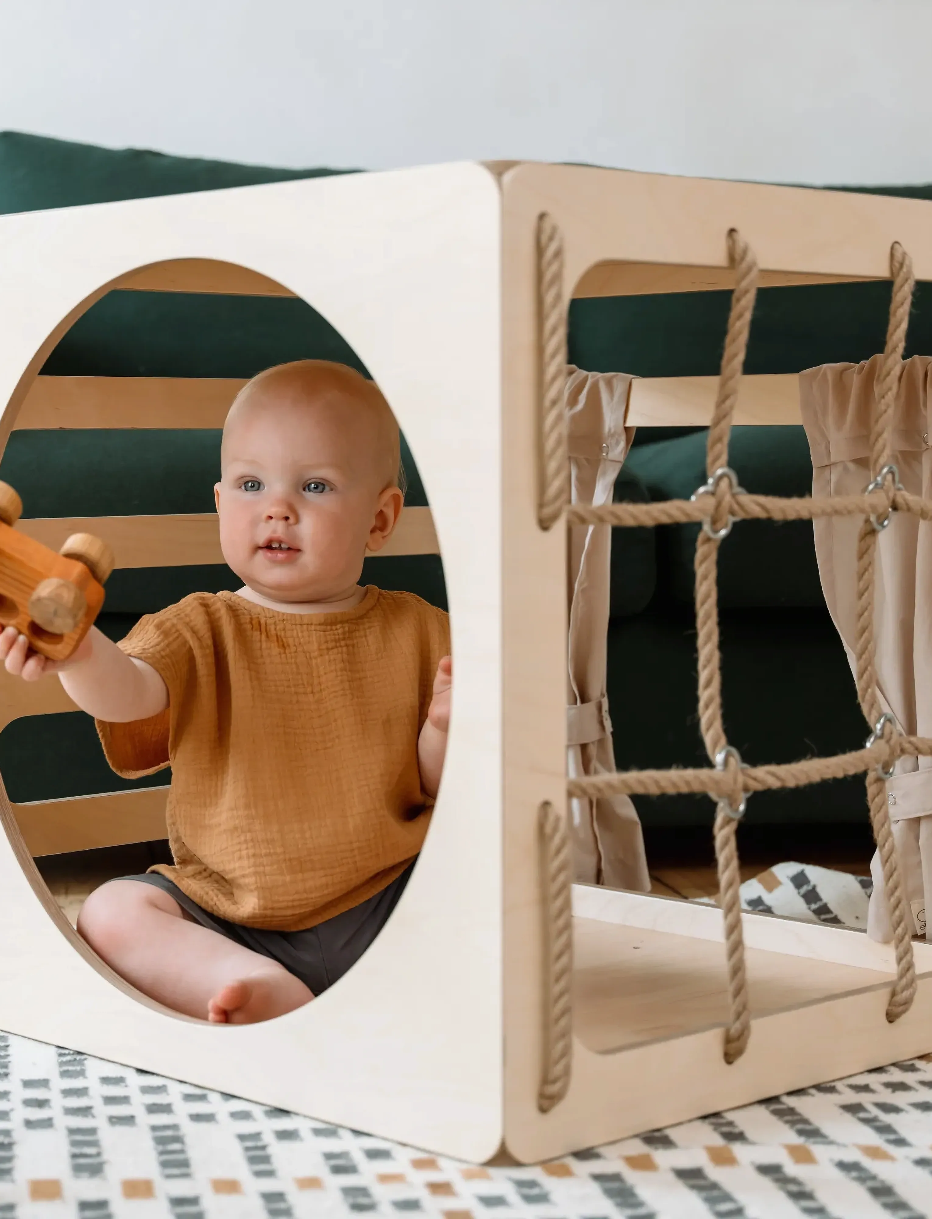 Ette Tete Cubitri Climbing Play Cube, 58X 58X 58 cm, Brown, Baby Legetøj > Activity Gyms, Børn