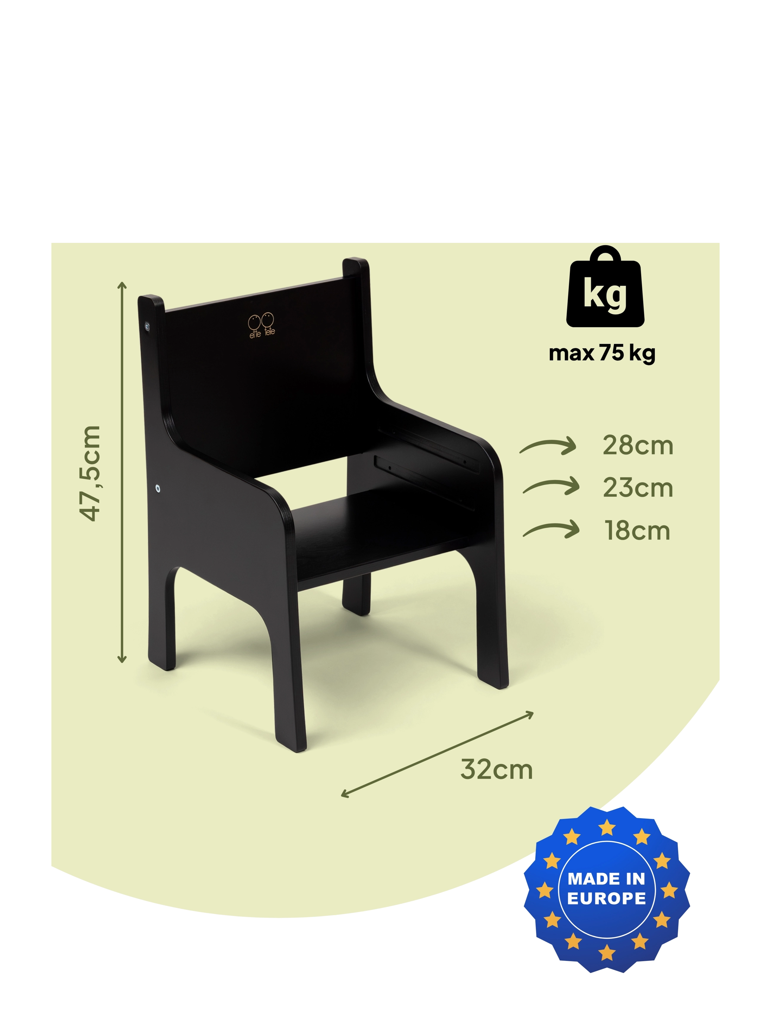 Ette Tete - Tulla Adjustable height chair - stühle & hocker - black - 2