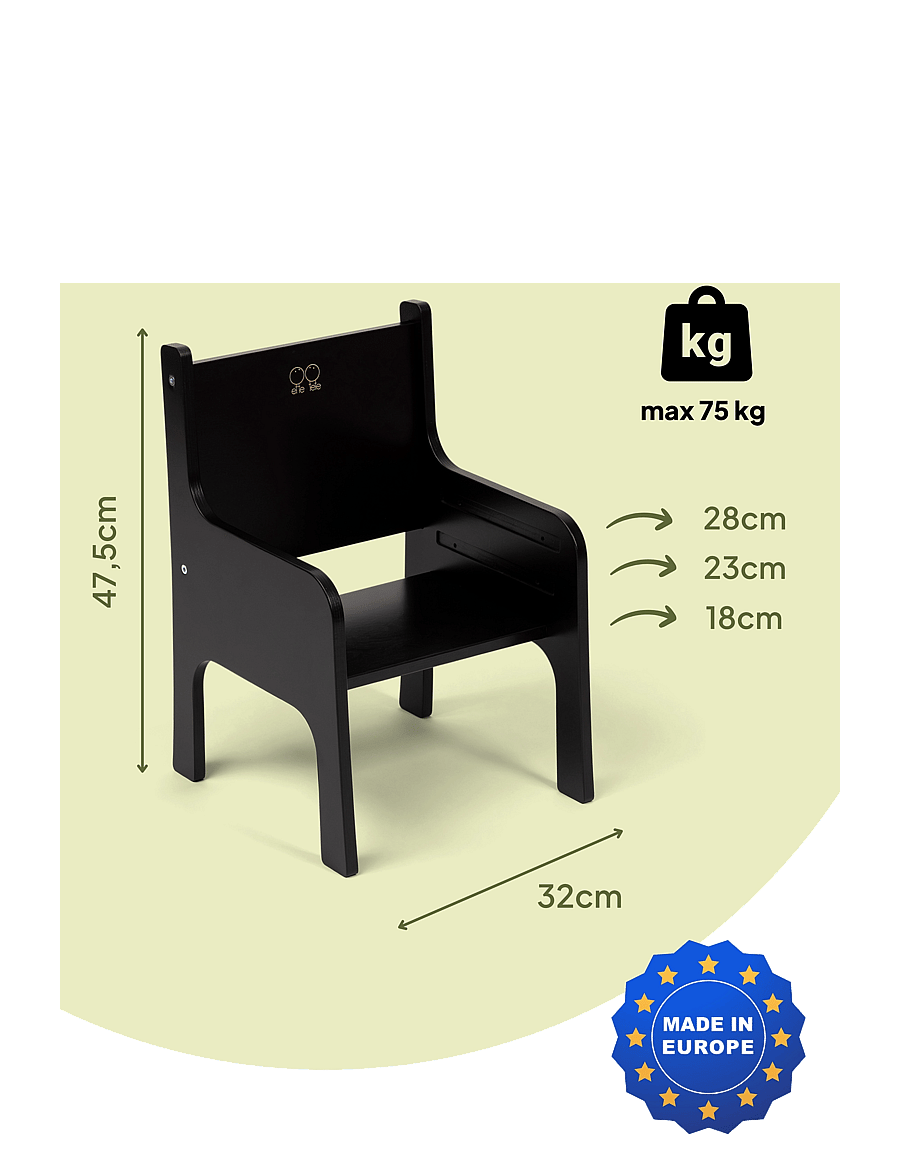 Ette Tete - Tulla Adjustable height chair - stühle & hocker - black - 2