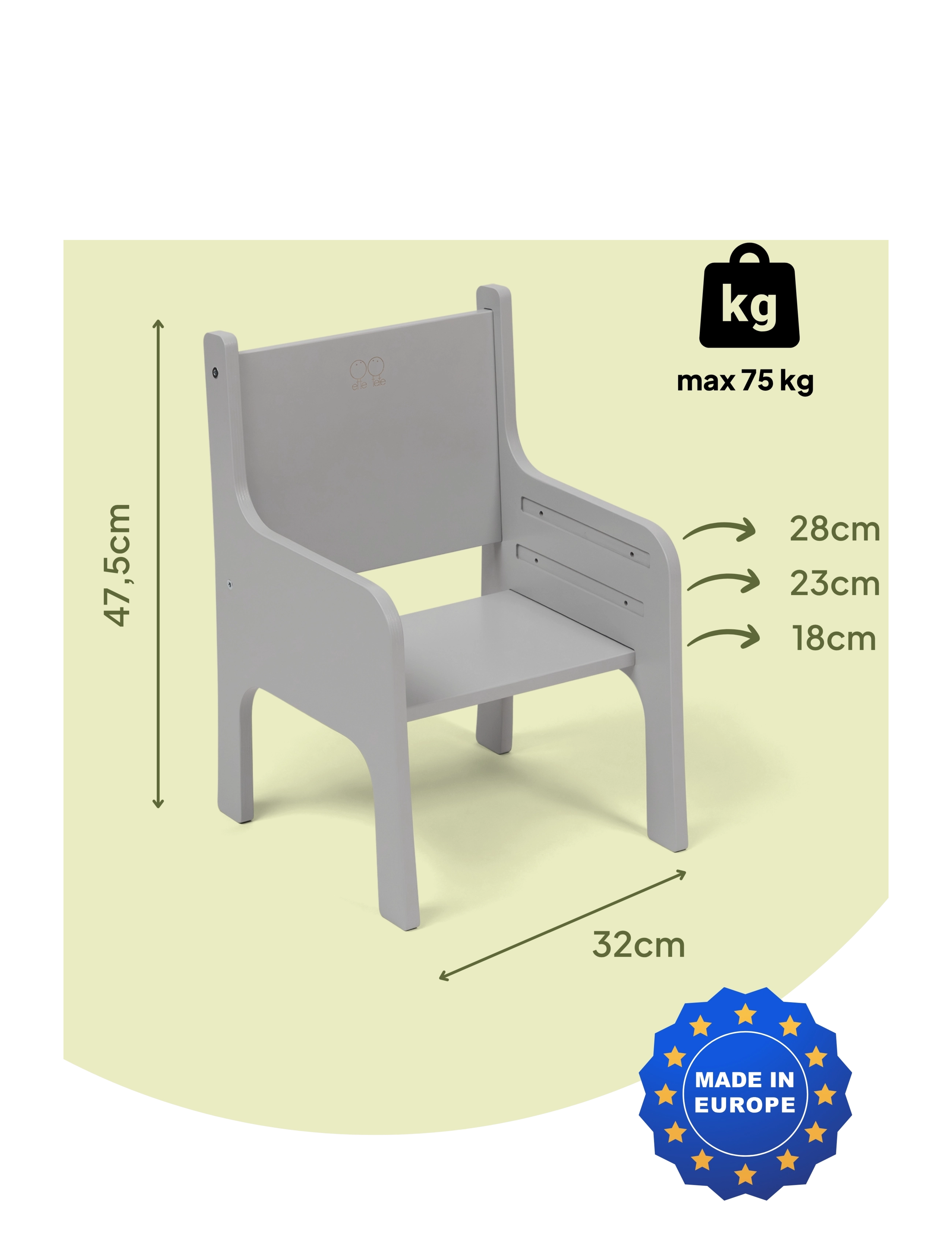 Ette Tete - Tulla Adjustable height chair - stühle & hocker - grey - 2