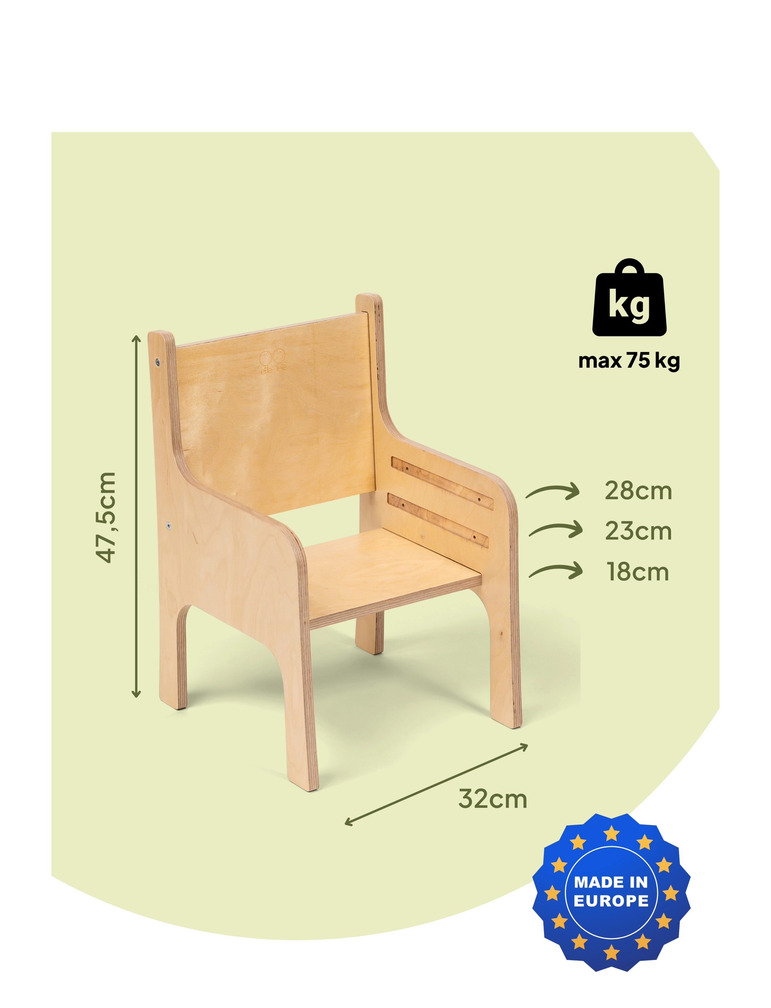 Ette Tete - Tulla Adjustable height chair - stole & skamler - wooden - 2