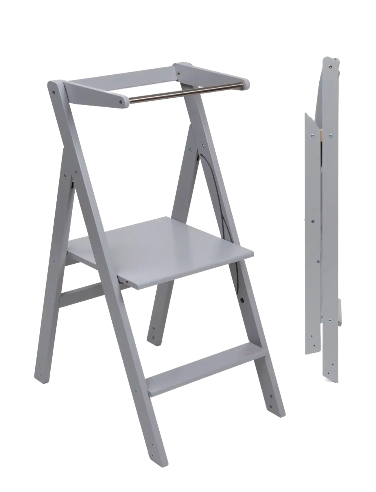 Foldable Helper Tower "Step'n'Fold", wooden - GREY