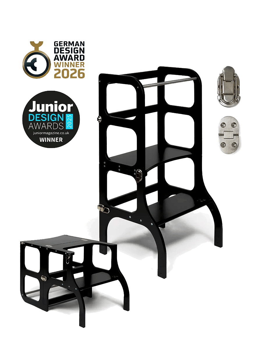 Ette Tete - STEP'n'SIT® Helper Tower - Table - leertoren - black/silver - 1