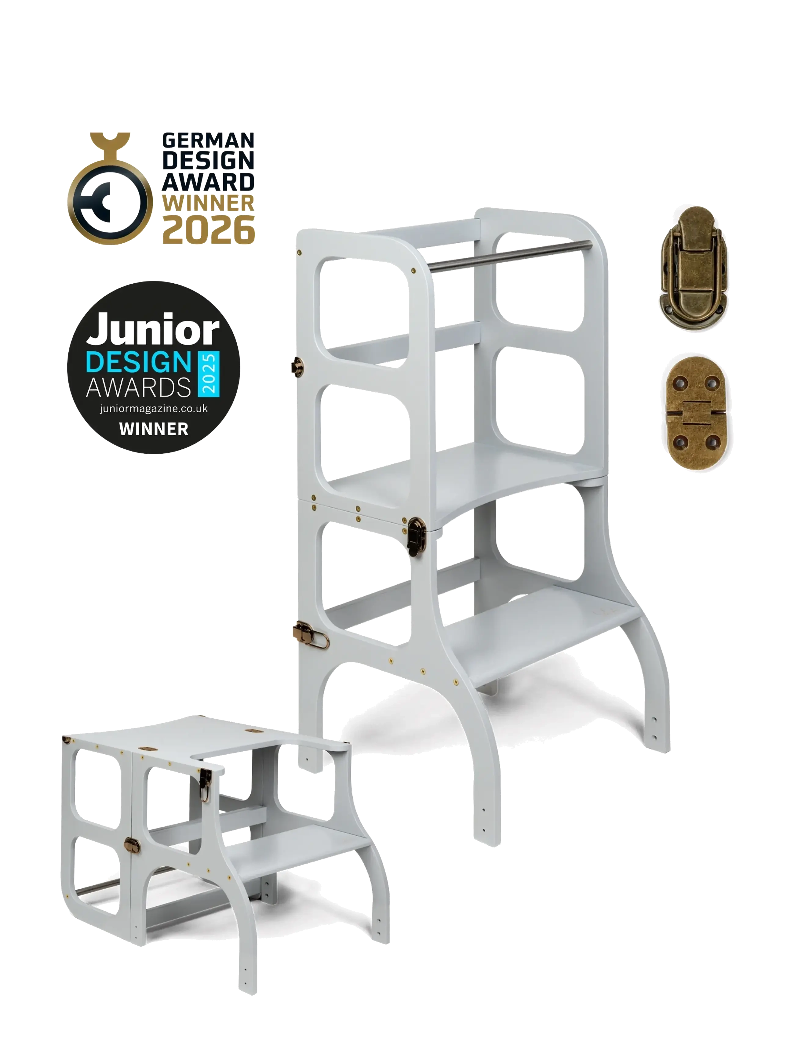 Ette Tete STEP'n'SIT® Helper Tower - Table - Læringstårn - GREY/BRASS / grey