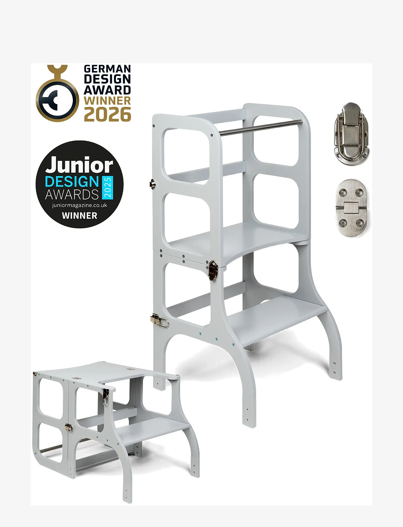 Ette Tete - Helper tower - table "Step'n'Sit" - hjälpa till pallar - grey/silver - 1