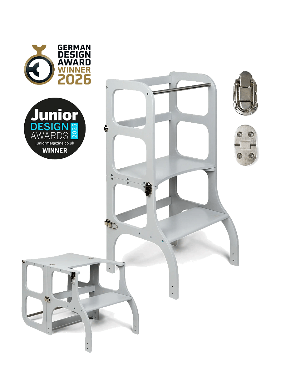 Ette Tete - STEP'n'SIT® Helper Tower - Table - læringsstårn - grey/silver - 1