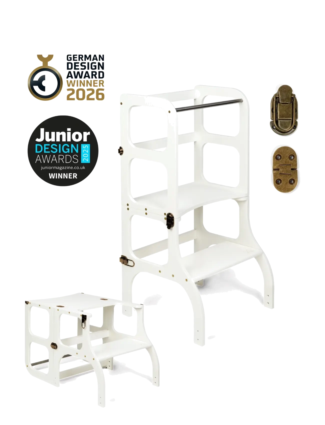 Ette Tete STEP'n'SIT® Helper Tower - Table - Læringstårn - WHITE/BRASS / white