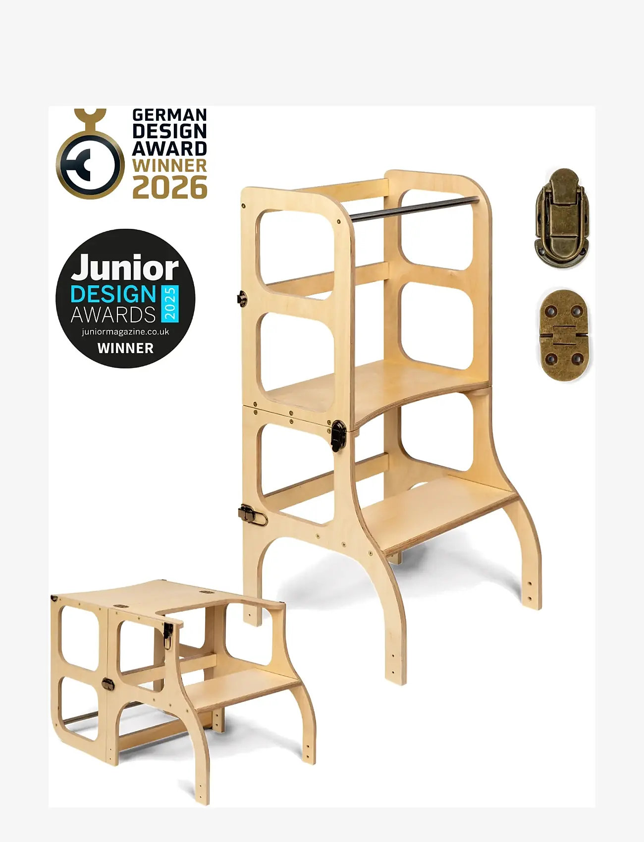 Ette Tete - STEP'n'SIT® Helper Tower - Table - torntool - wooden/brass - 1