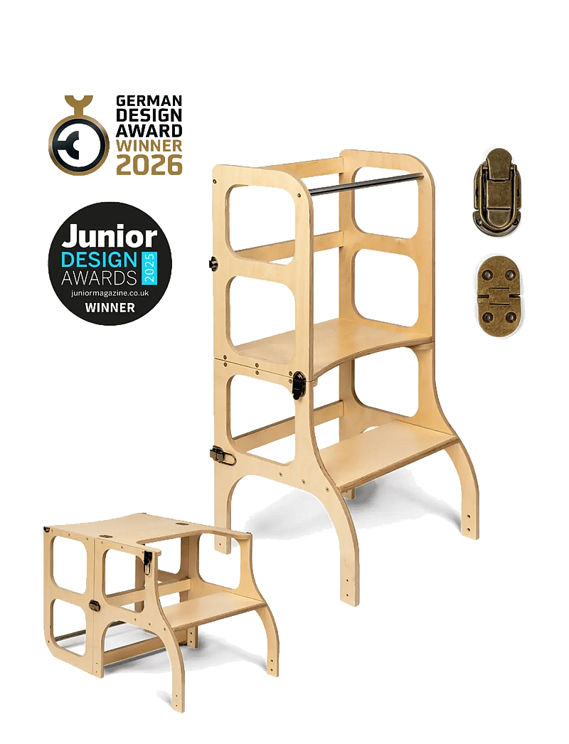 Ette Tete - STEP'n'SIT® Helper Tower - Table - torntool - wooden/brass - 1