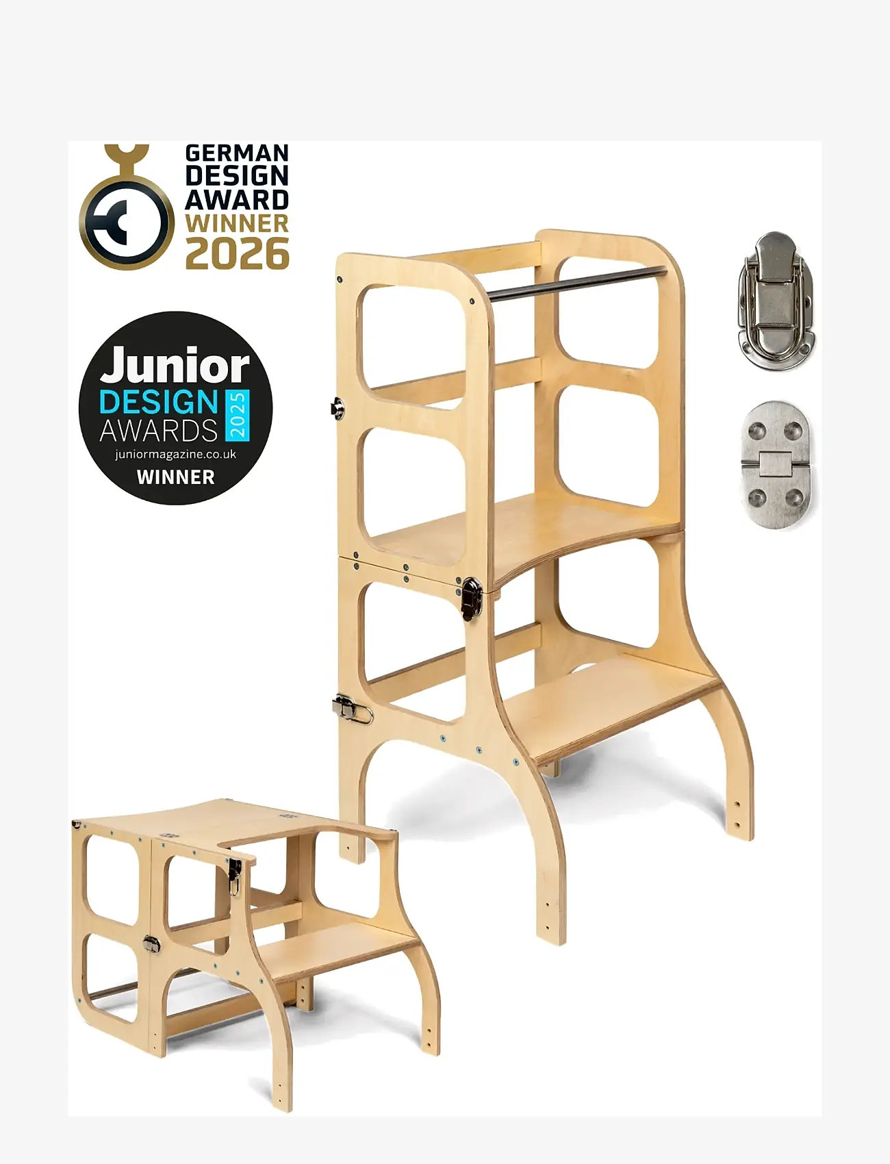 Ette Tete - STEP'n'SIT® Helper Tower - Table - læringsstårn - wooden/silver - 1