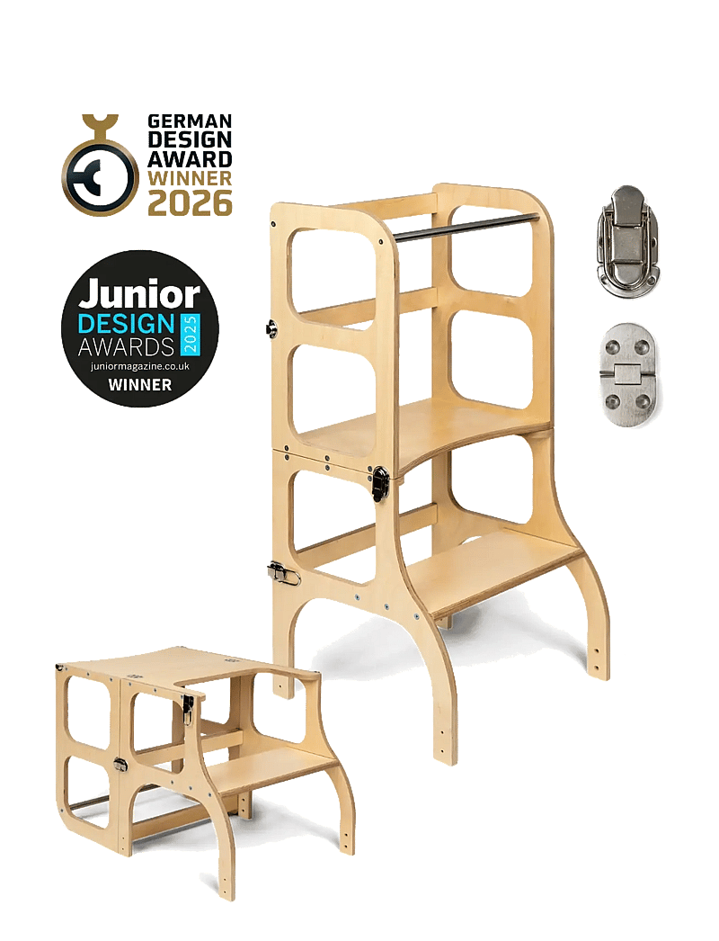 Ette Tete - STEP'n'SIT® Helper Tower - Table - læringsstårn - wooden/silver - 1