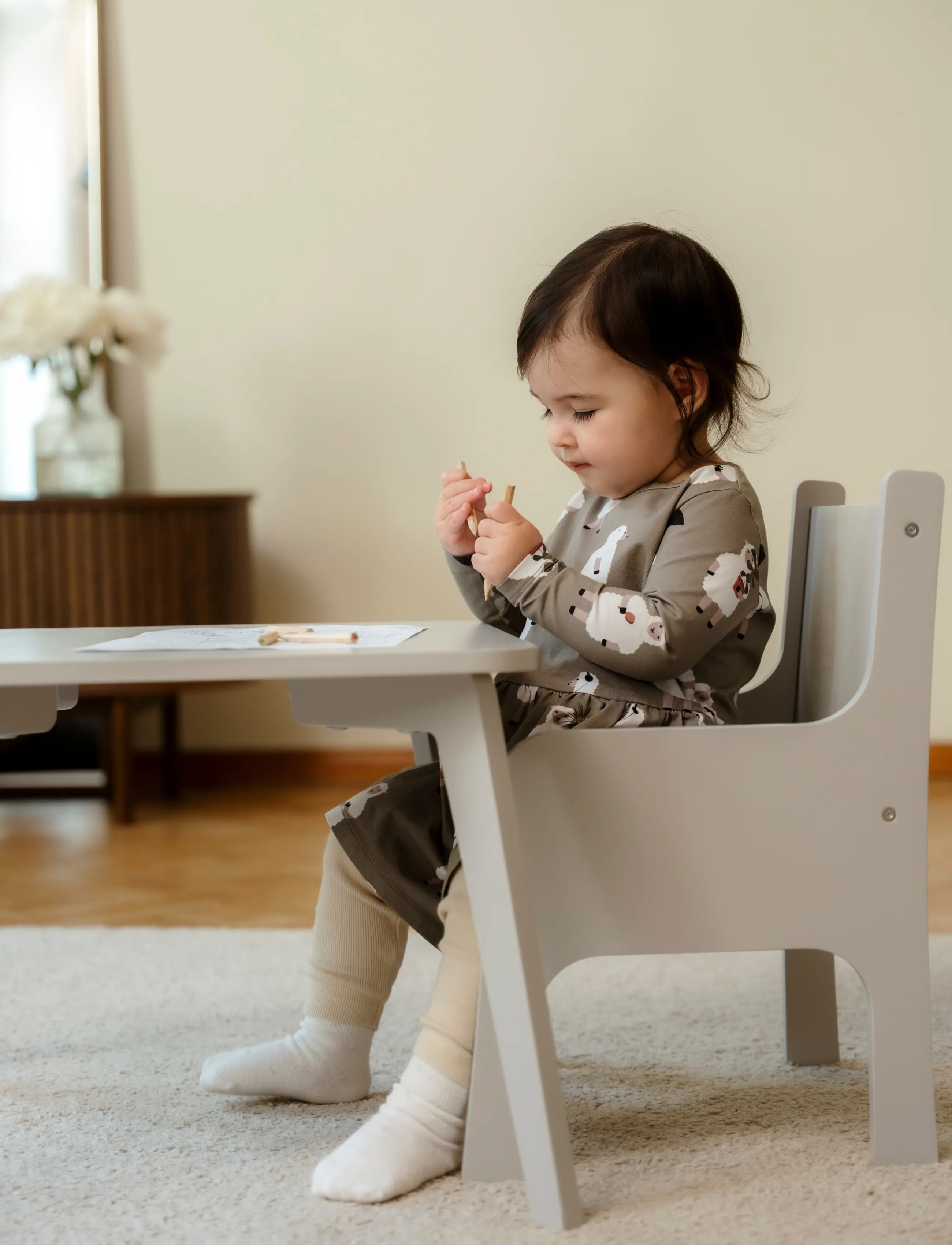 Ette Tete Tulla Dual-Height Table, SHORT AND LONG LEGS, Grey, Møbler > Borde, Børn