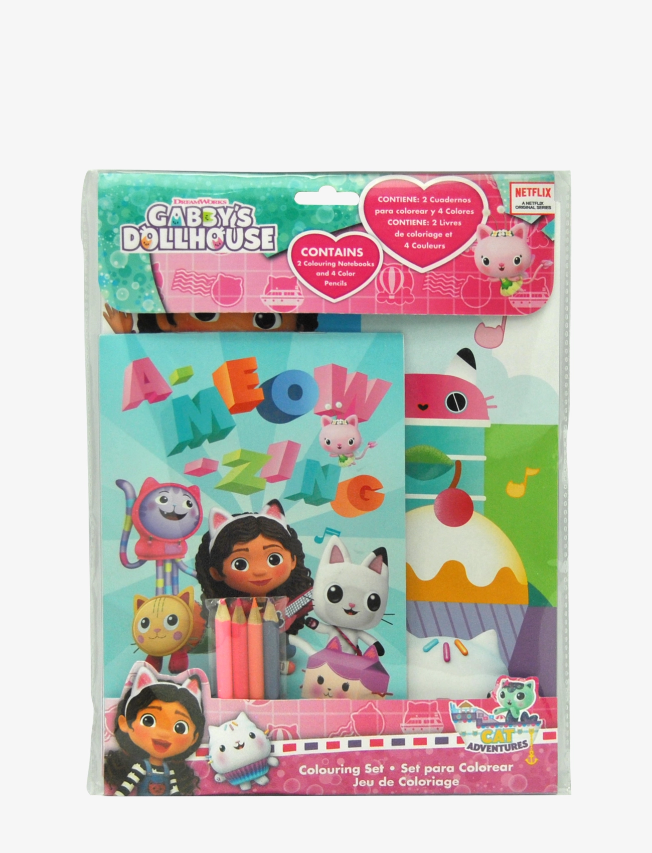 Gabby's Dollhouse, Farvesæt Med 4 Farveblyanter, One Size, Drawing, Mehrfarbig/gemustert - Stationery, Kinder